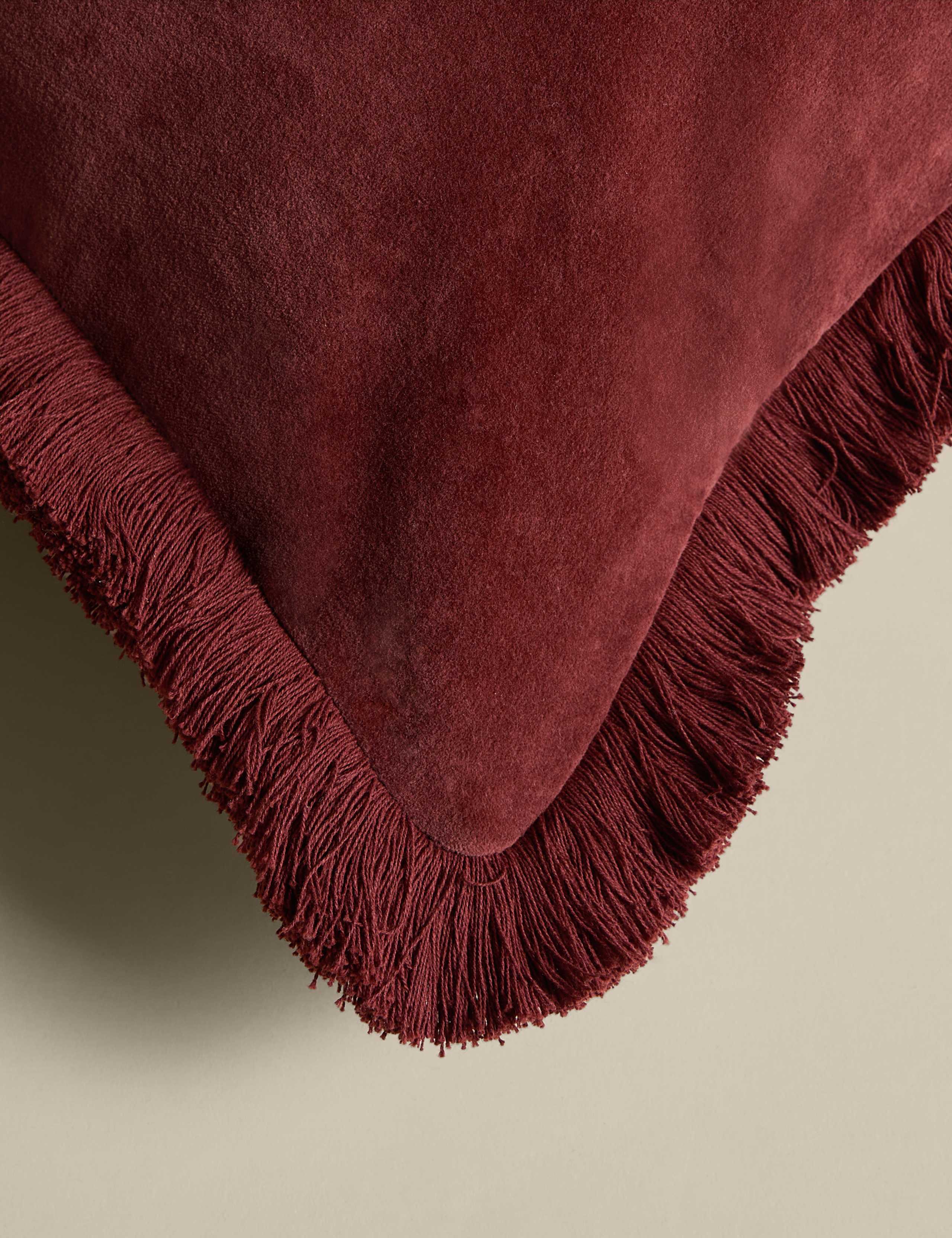 Pure Cotton Velvet Fringed Cushion 3 of 3