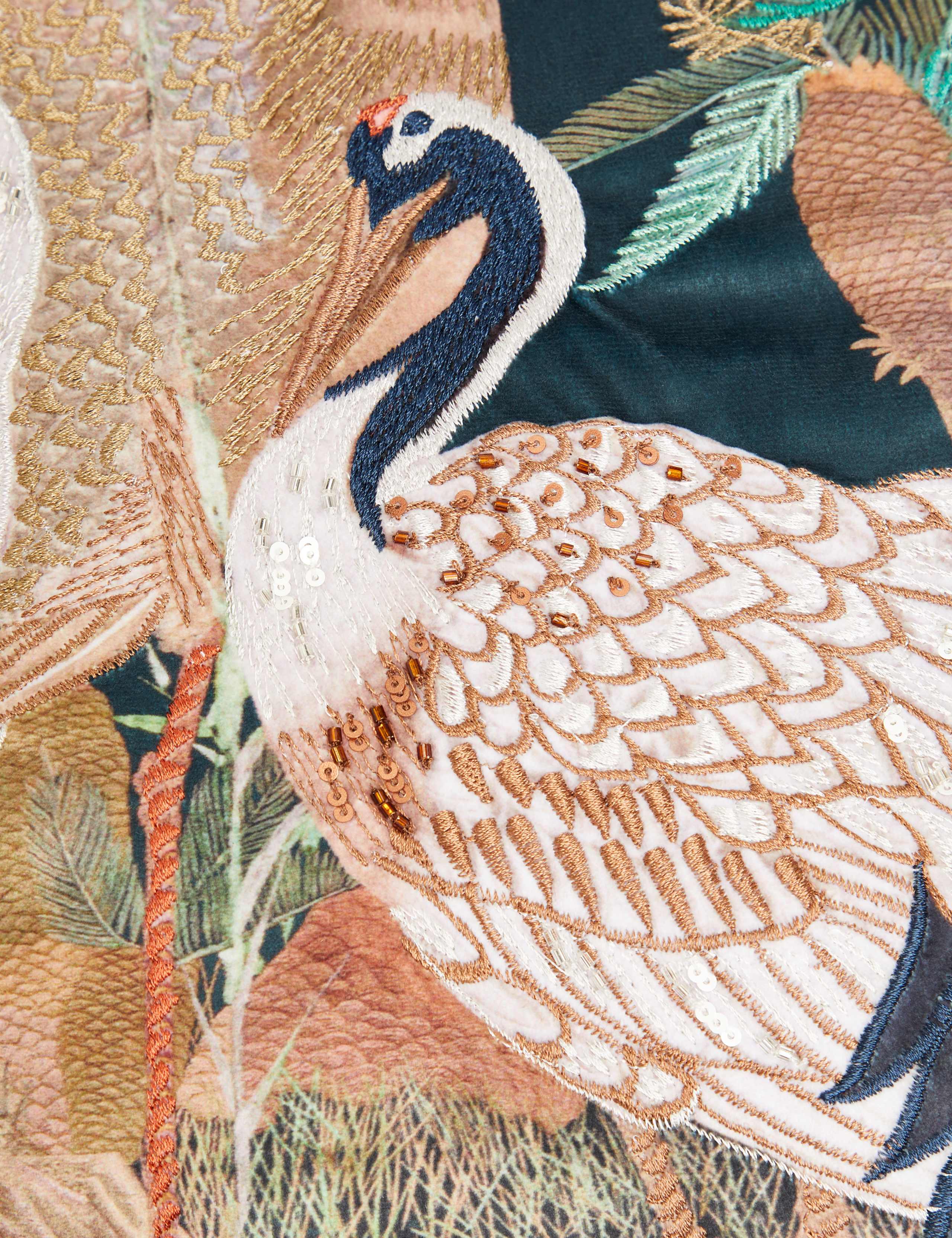 Azalea Bird Print Embroidered Cushion 4 of 5