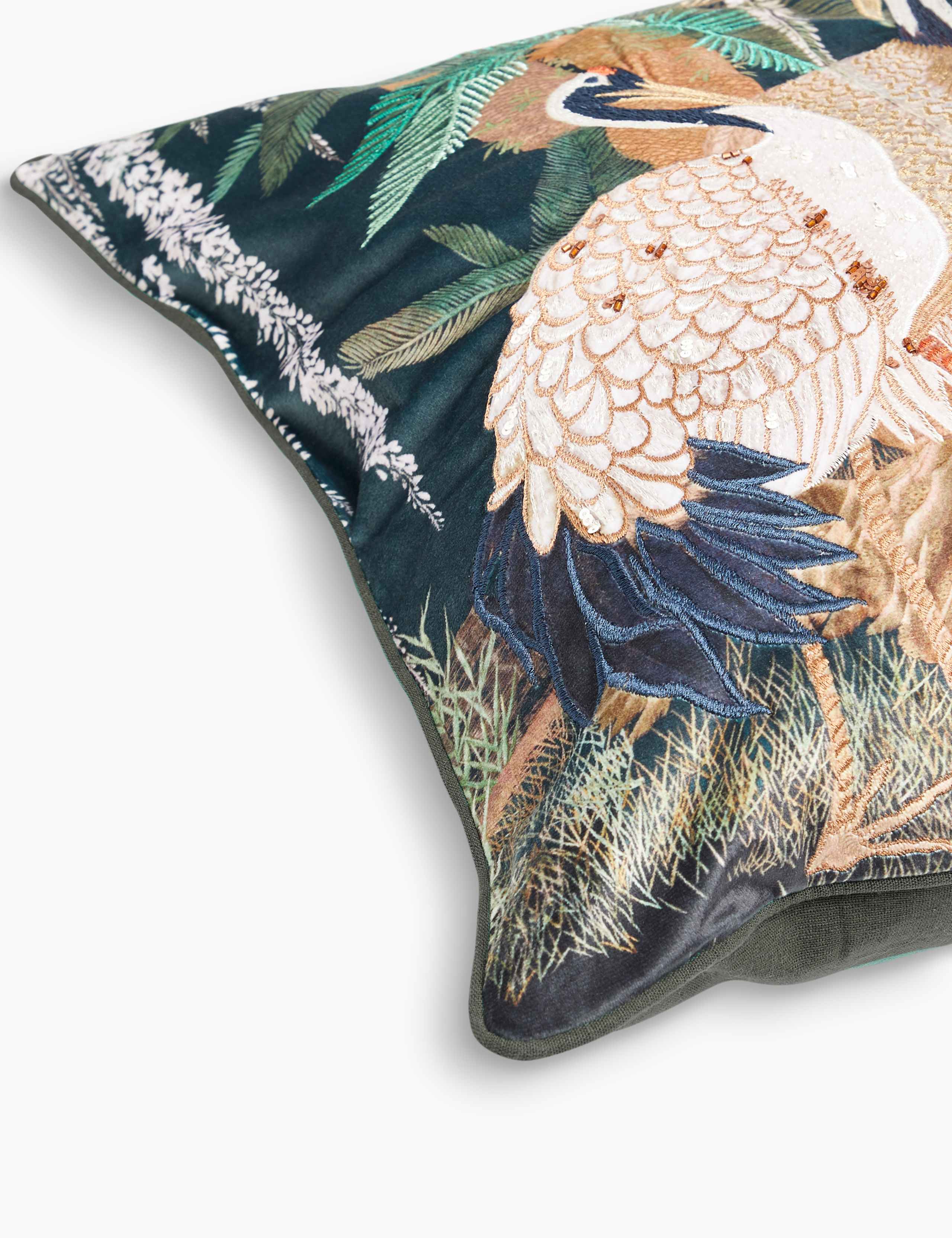 Azalea Bird Print Embroidered Cushion 5 of 5