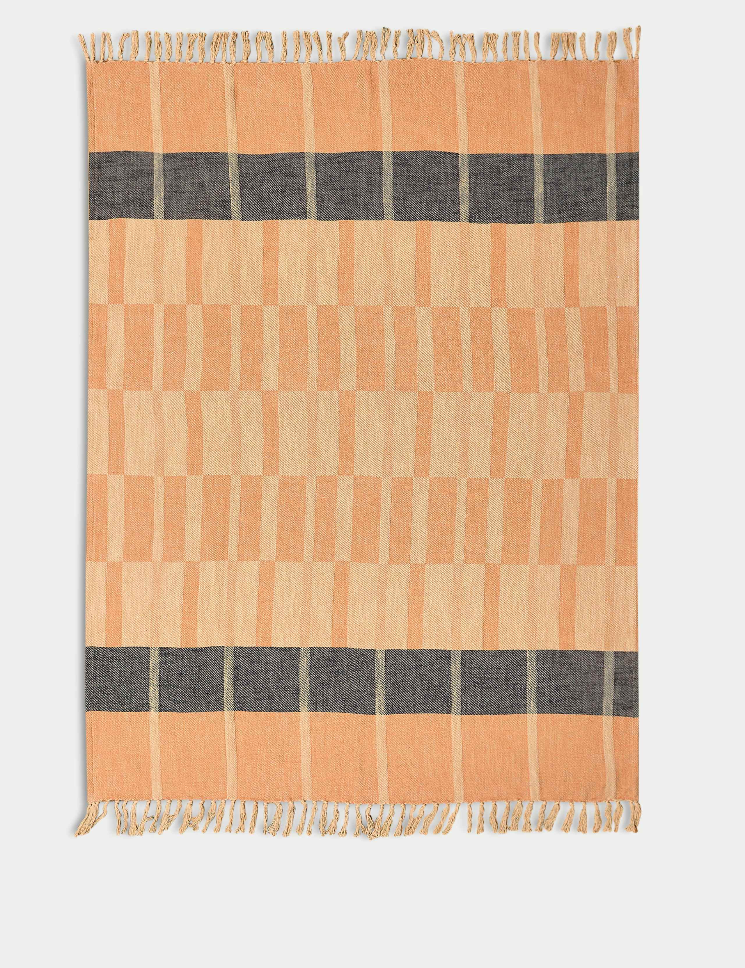 Pure Cotton Woven Geometric Checked Throw 3 of 4