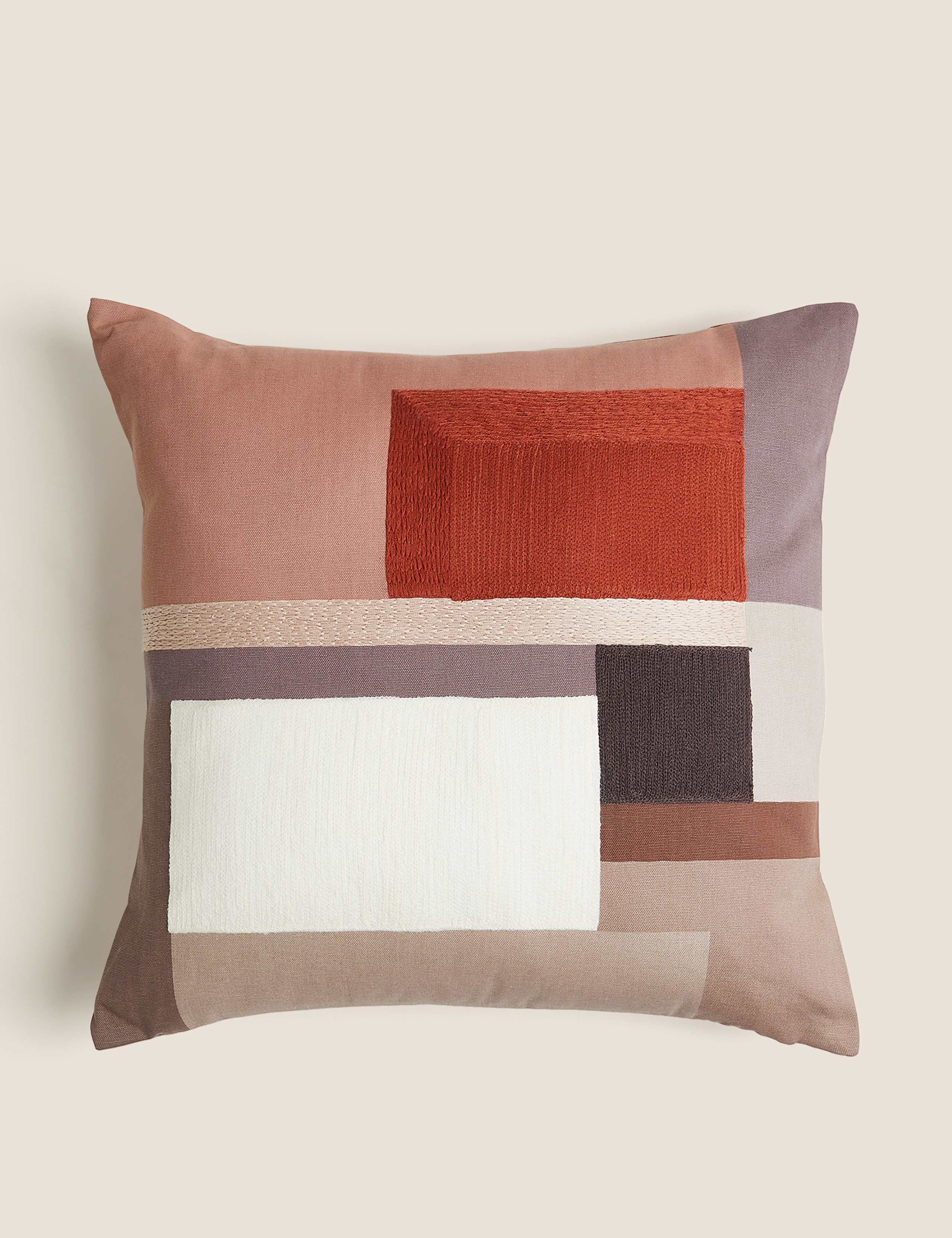 Colour Block Embroidered Cushion 1 of 5