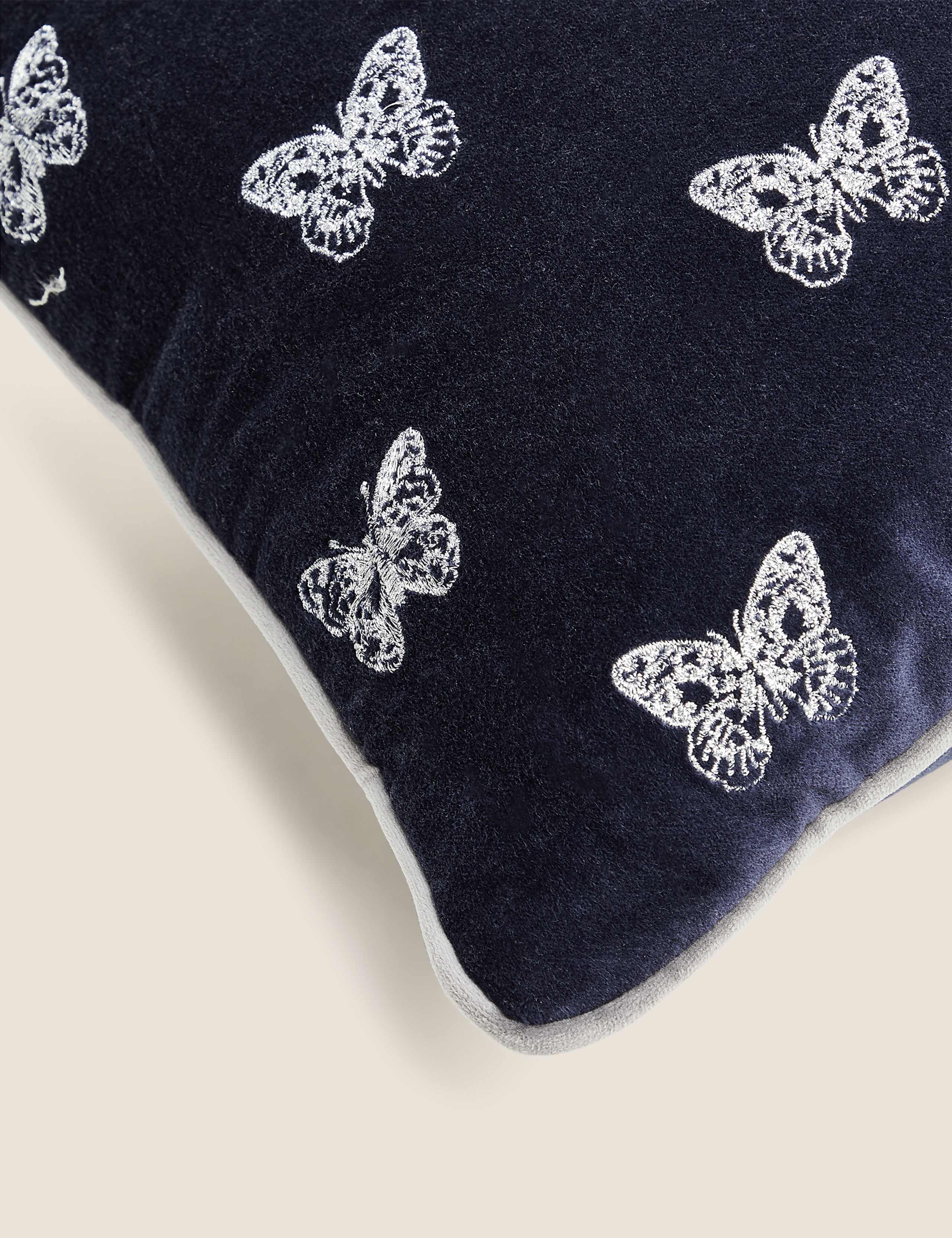 Velvet Butterfly Embroidered Bolster Cushion 6 of 6
