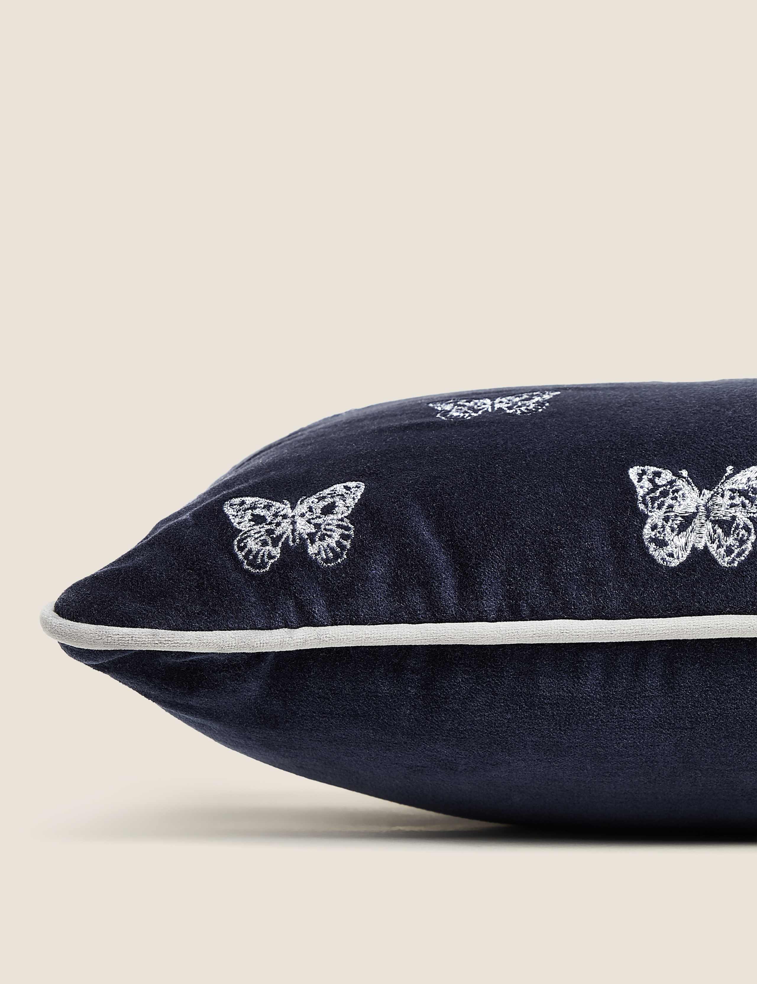 Velvet Butterfly Embroidered Bolster Cushion 2 of 6