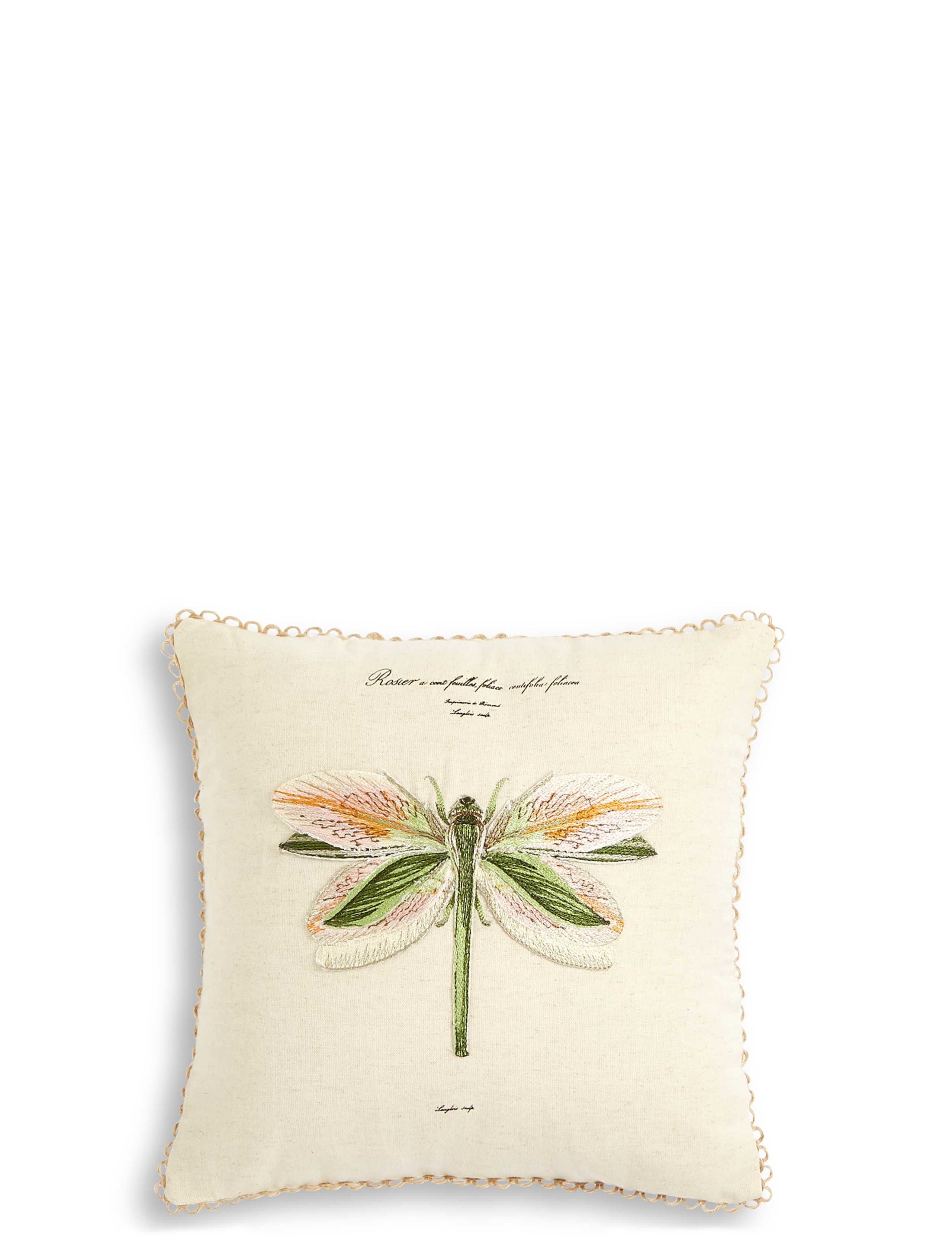 Dragonfly Embroidered Cushion 1 of 2