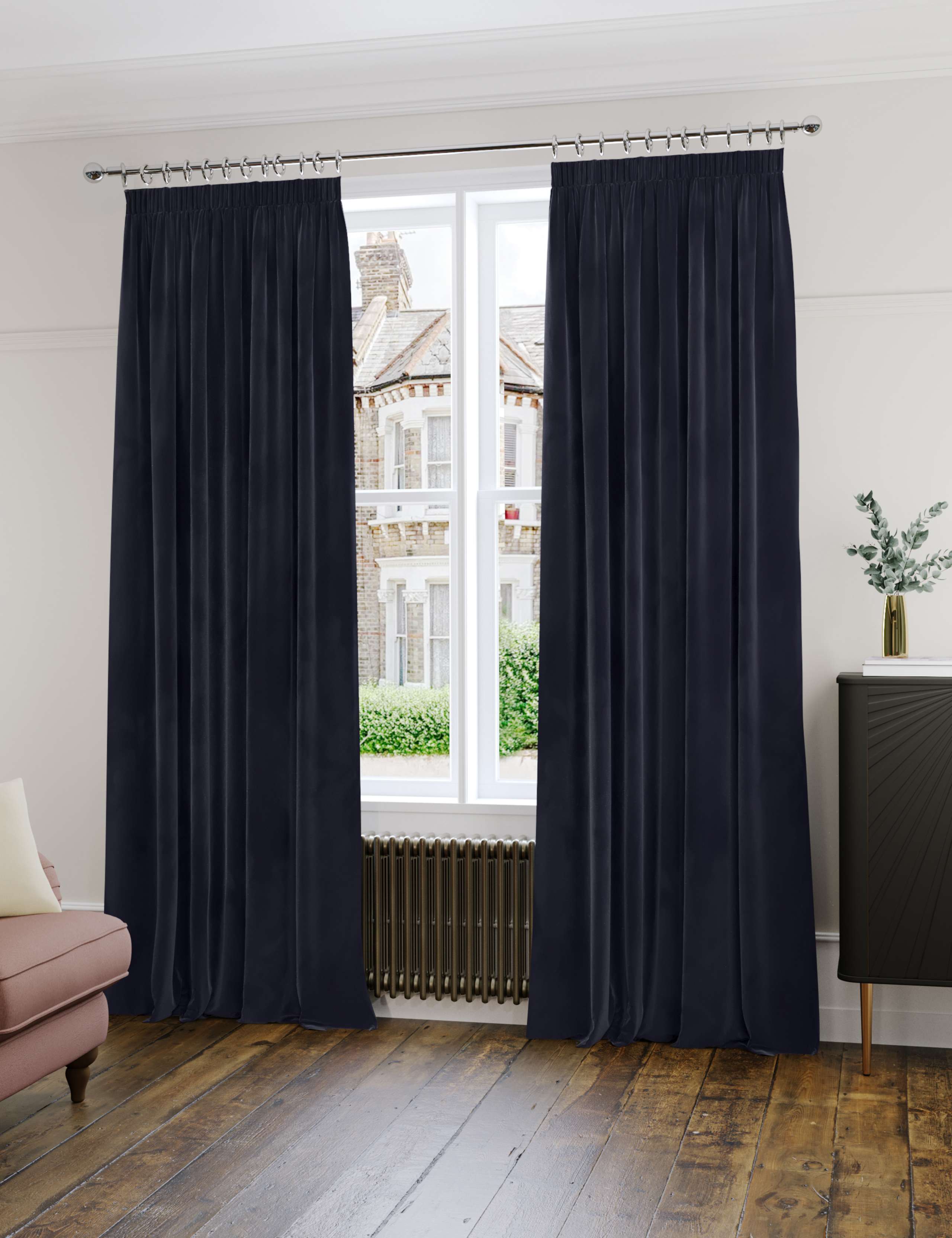 Velvet Pencil Pleat Ultra Thermal Curtains 3 of 5