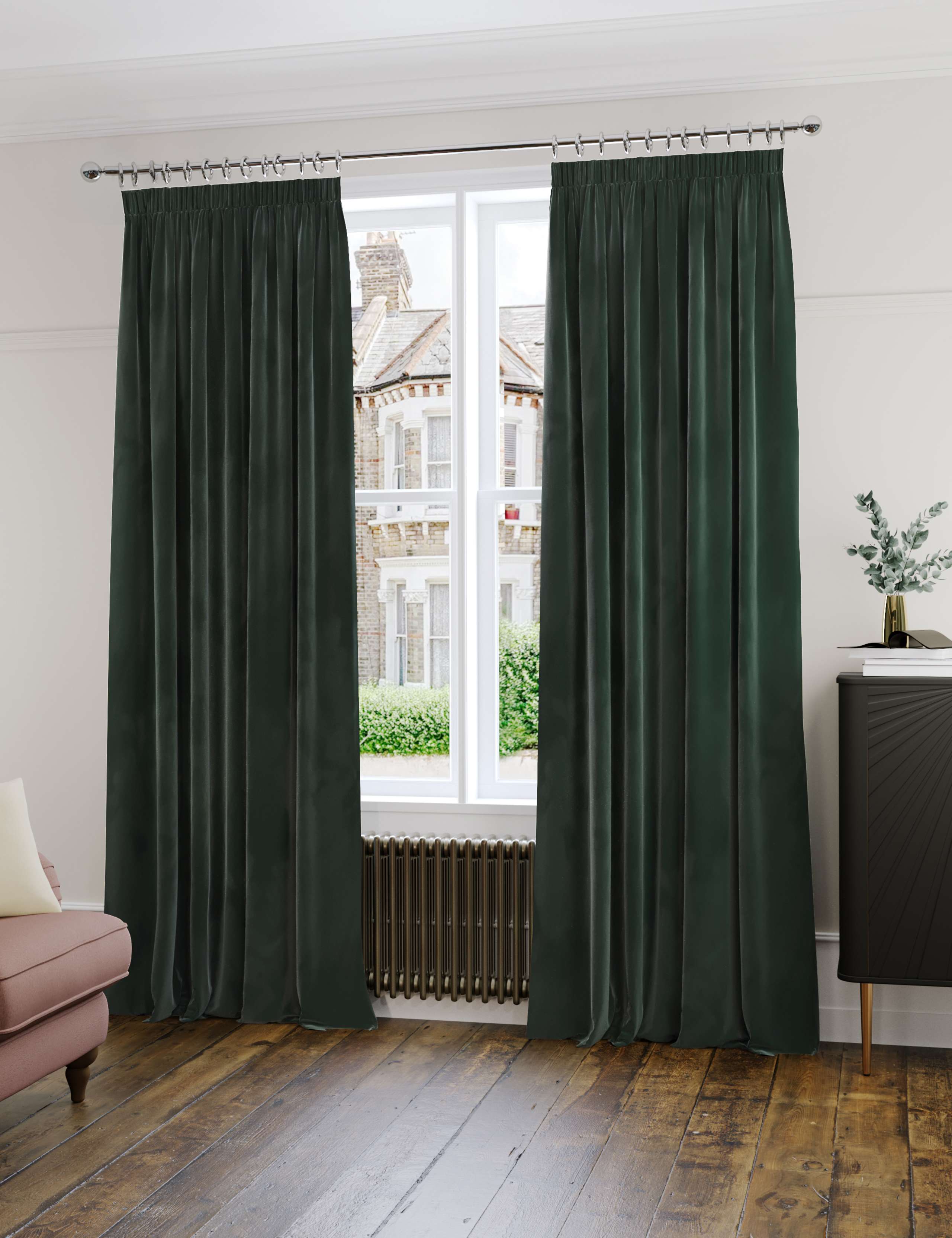 Velvet Pencil Pleat Ultra Thermal Curtains 2 of 4