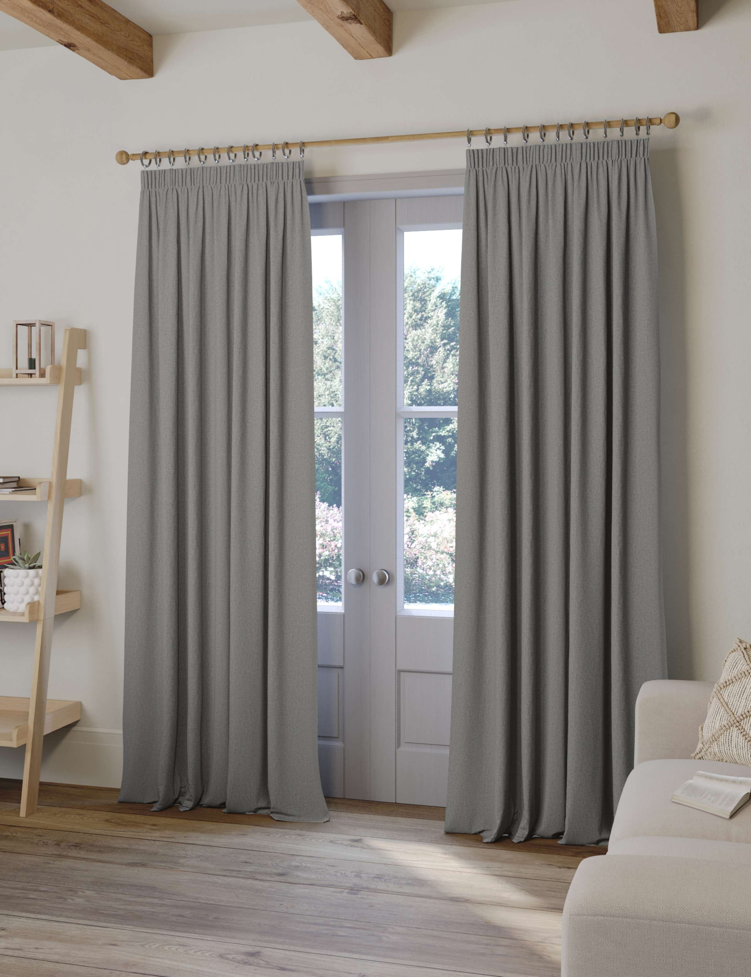 Brushed Pencil Pleat Blackout Ultra Thermal Curtains 2 of 4