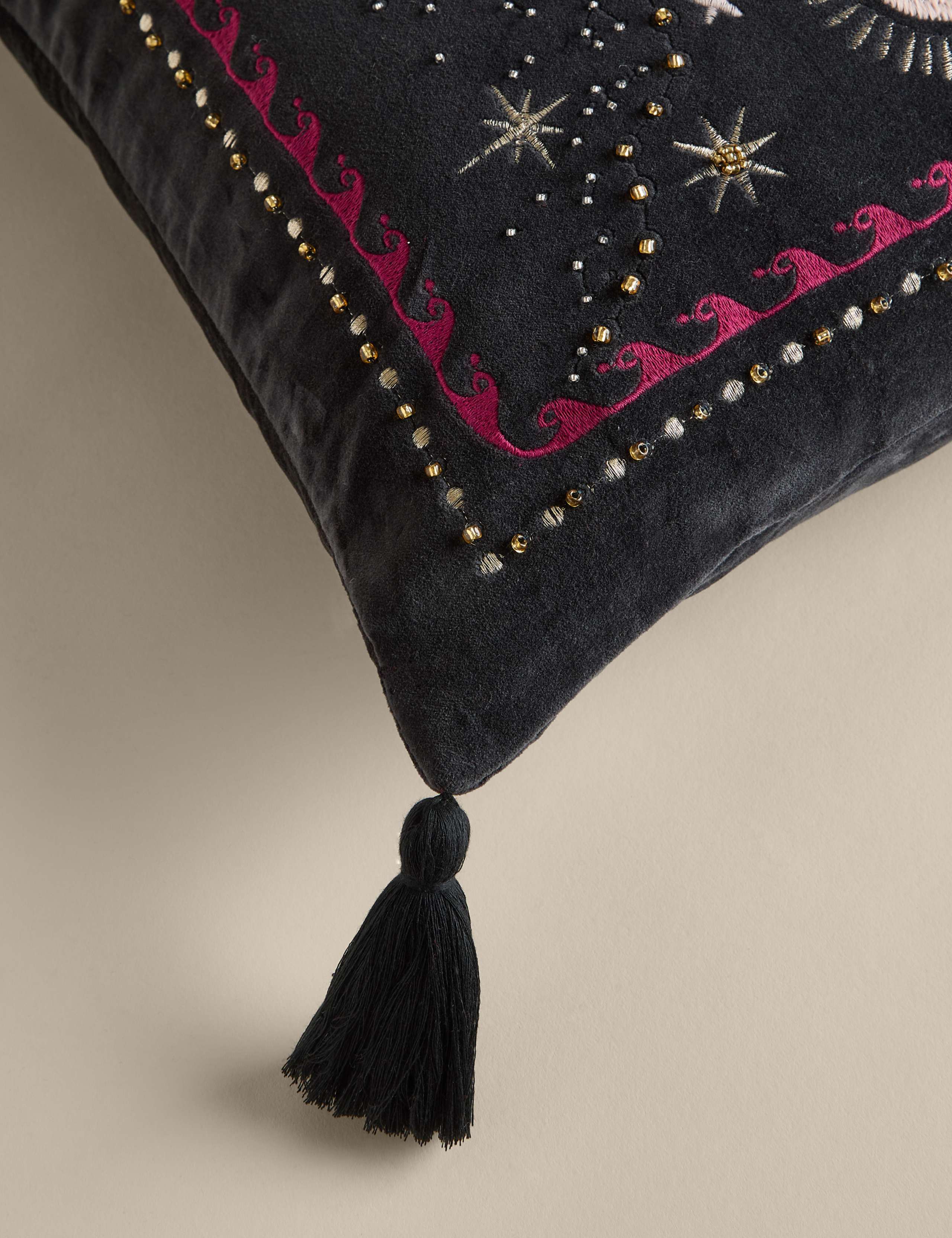 Velvet Embroidered Celestial Cushion 4 of 4
