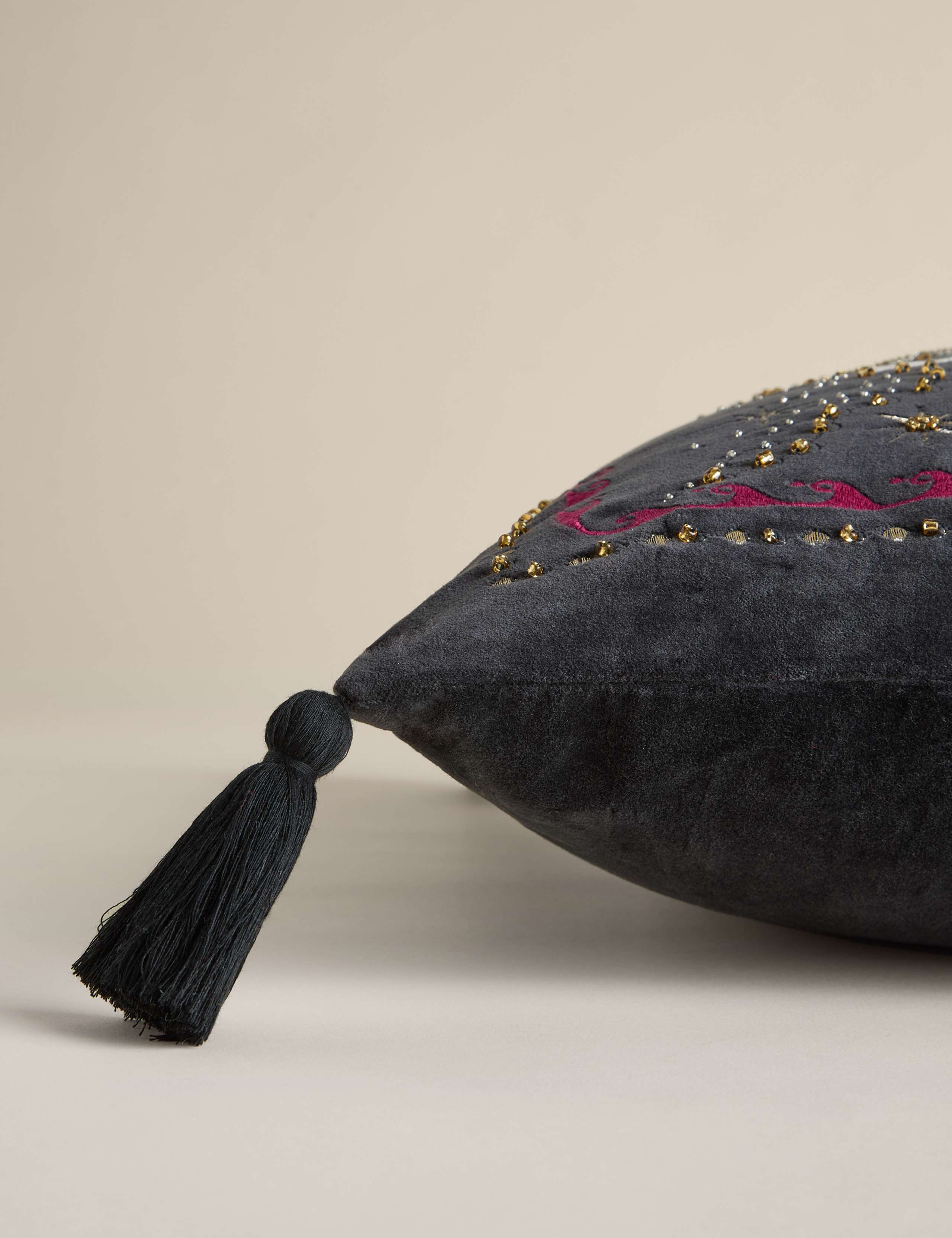 Velvet Embroidered Celestial Cushion 2 of 4