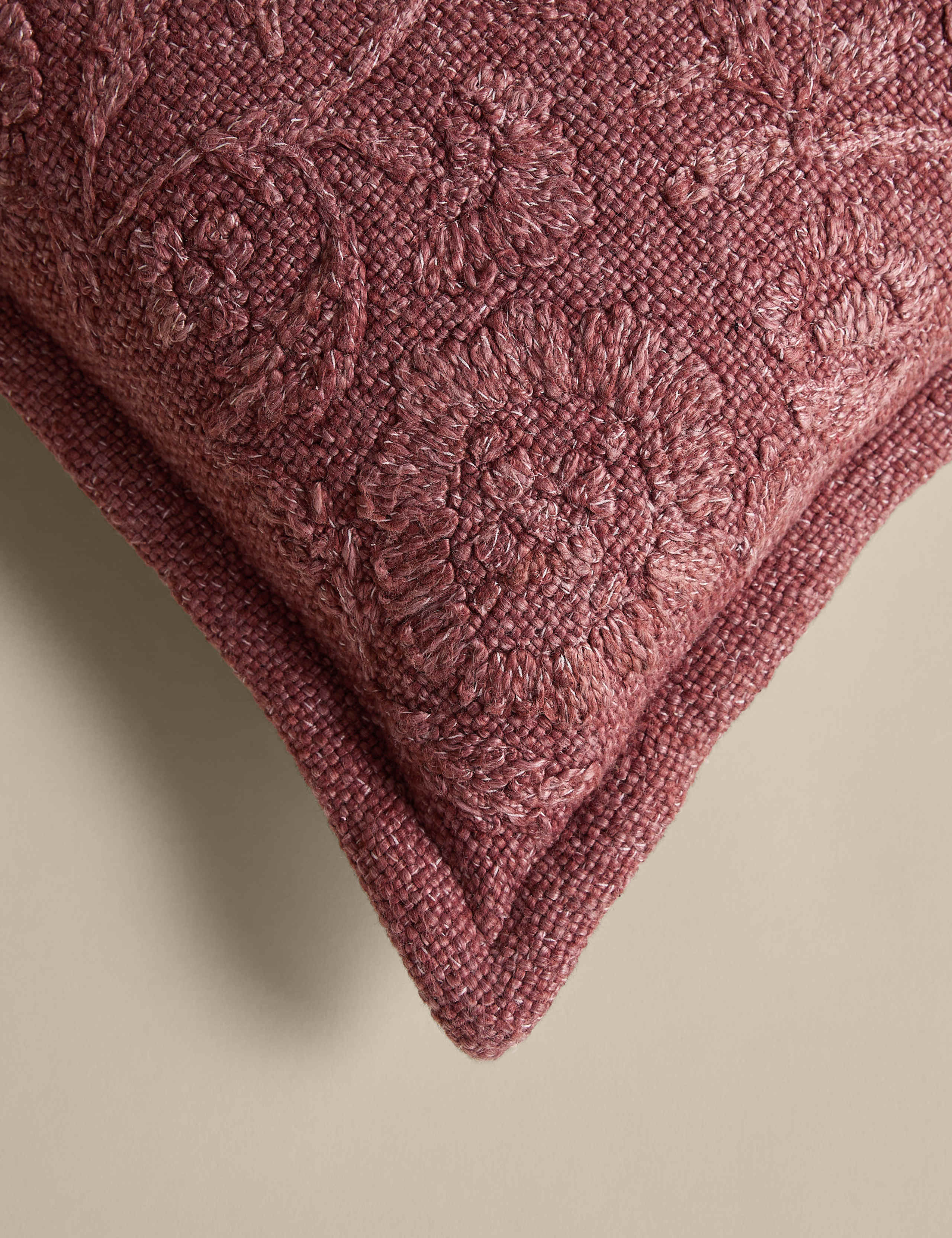 Cotton Rich Floral Embroidered Cushion 4 of 4