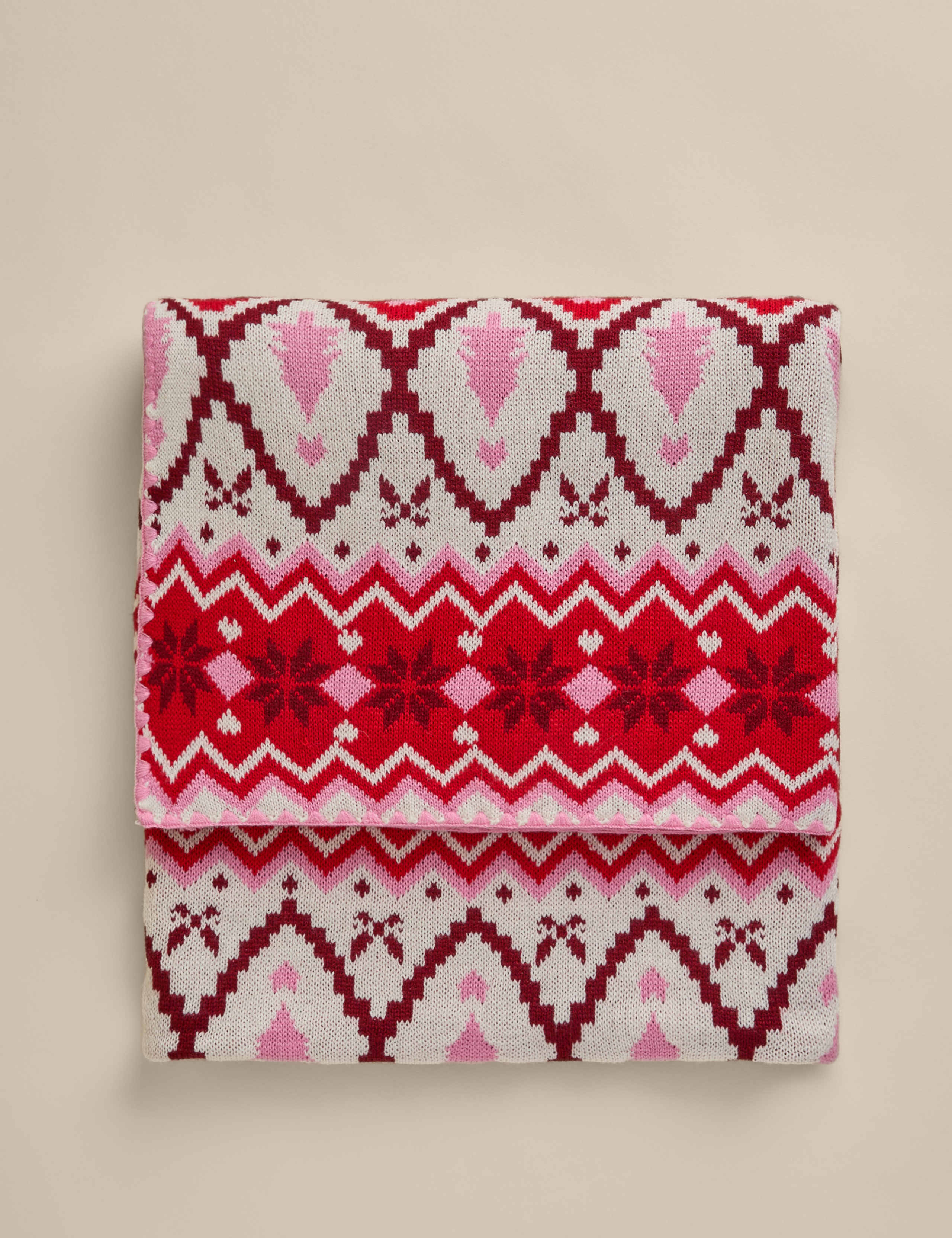 Knitted Fair Isle Throw 1 of 4