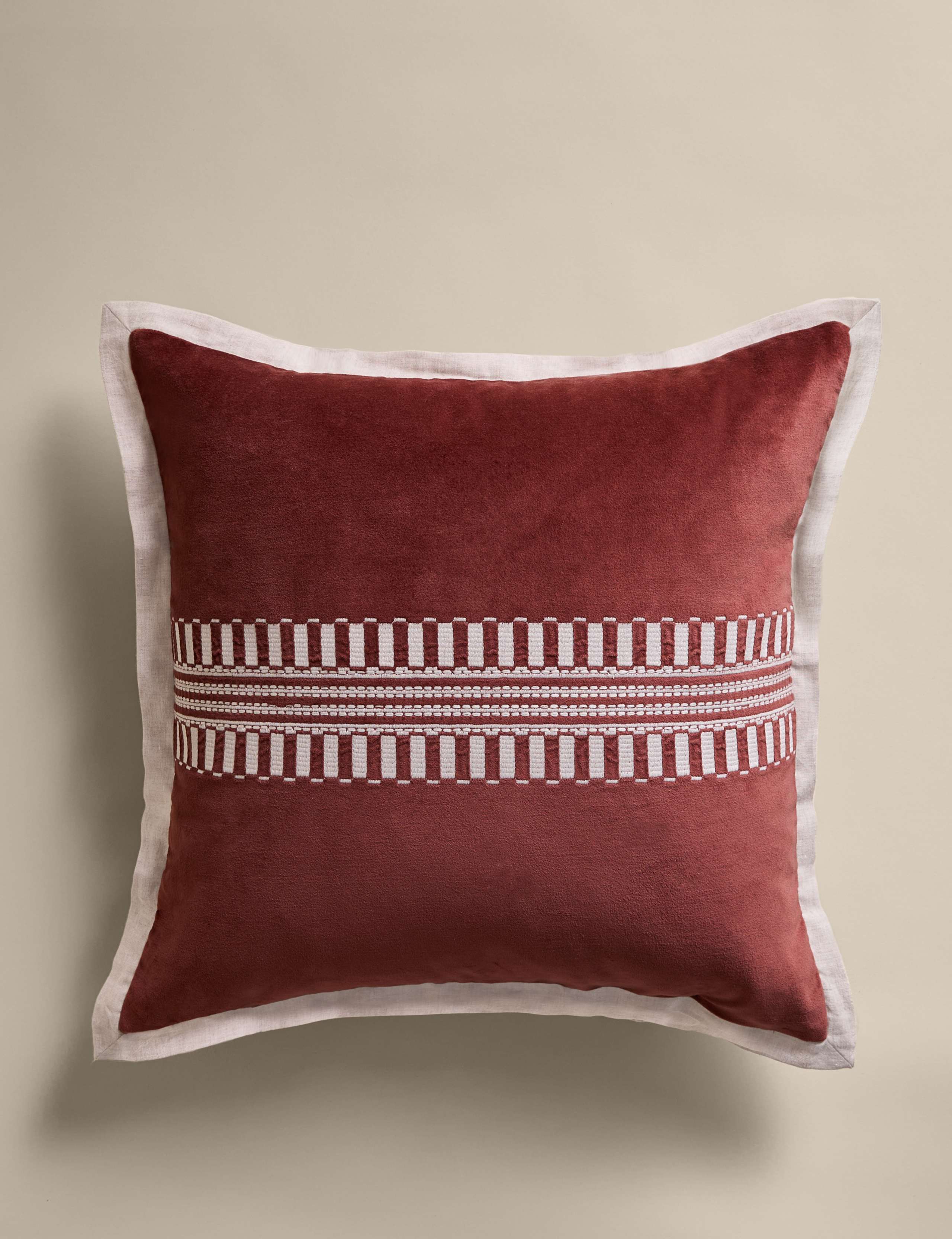 Pure Cotton Velvet Embroidery Panel Cushion 1 of 4