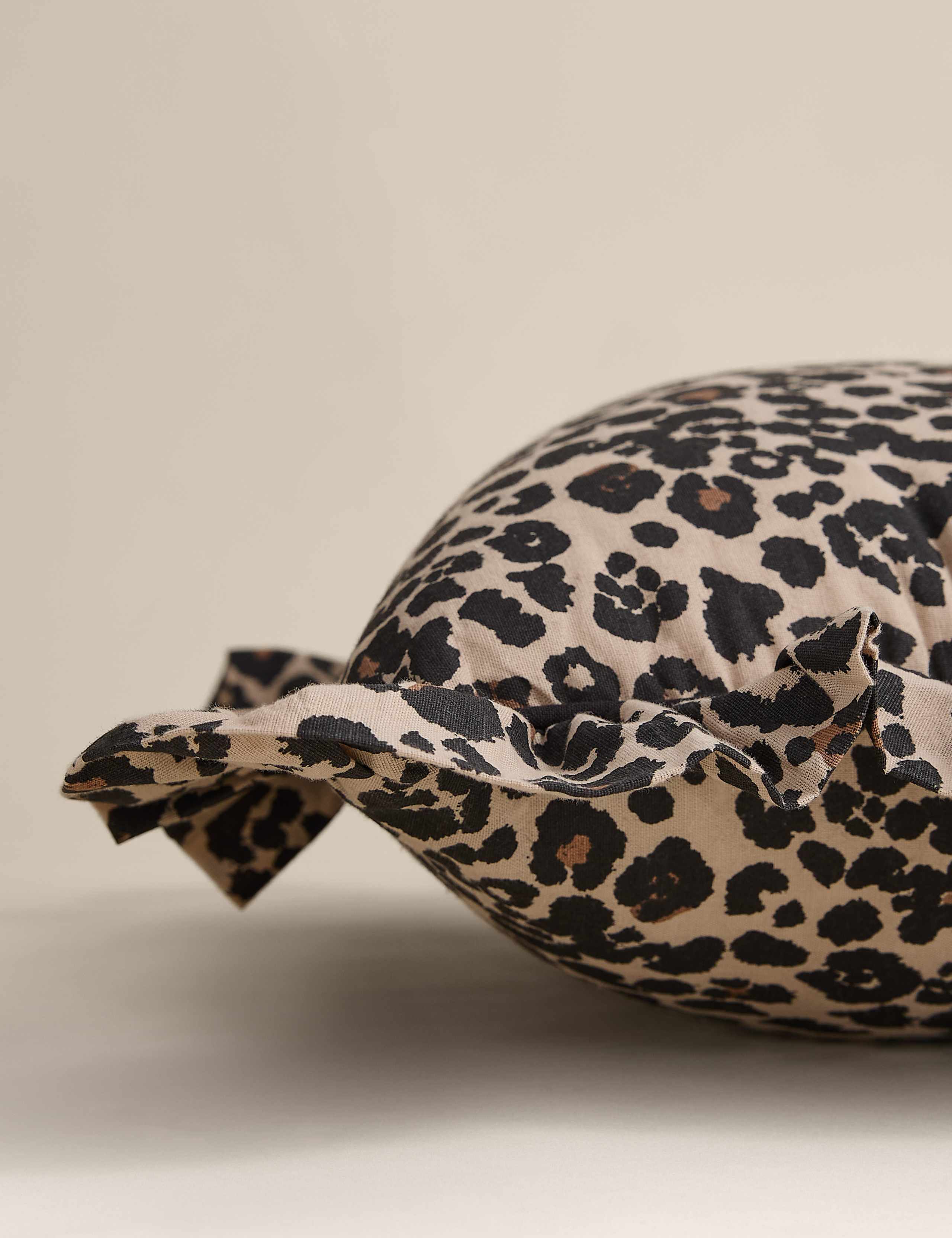 Cotton with Linen Leopard Print Cushion 2 of 3