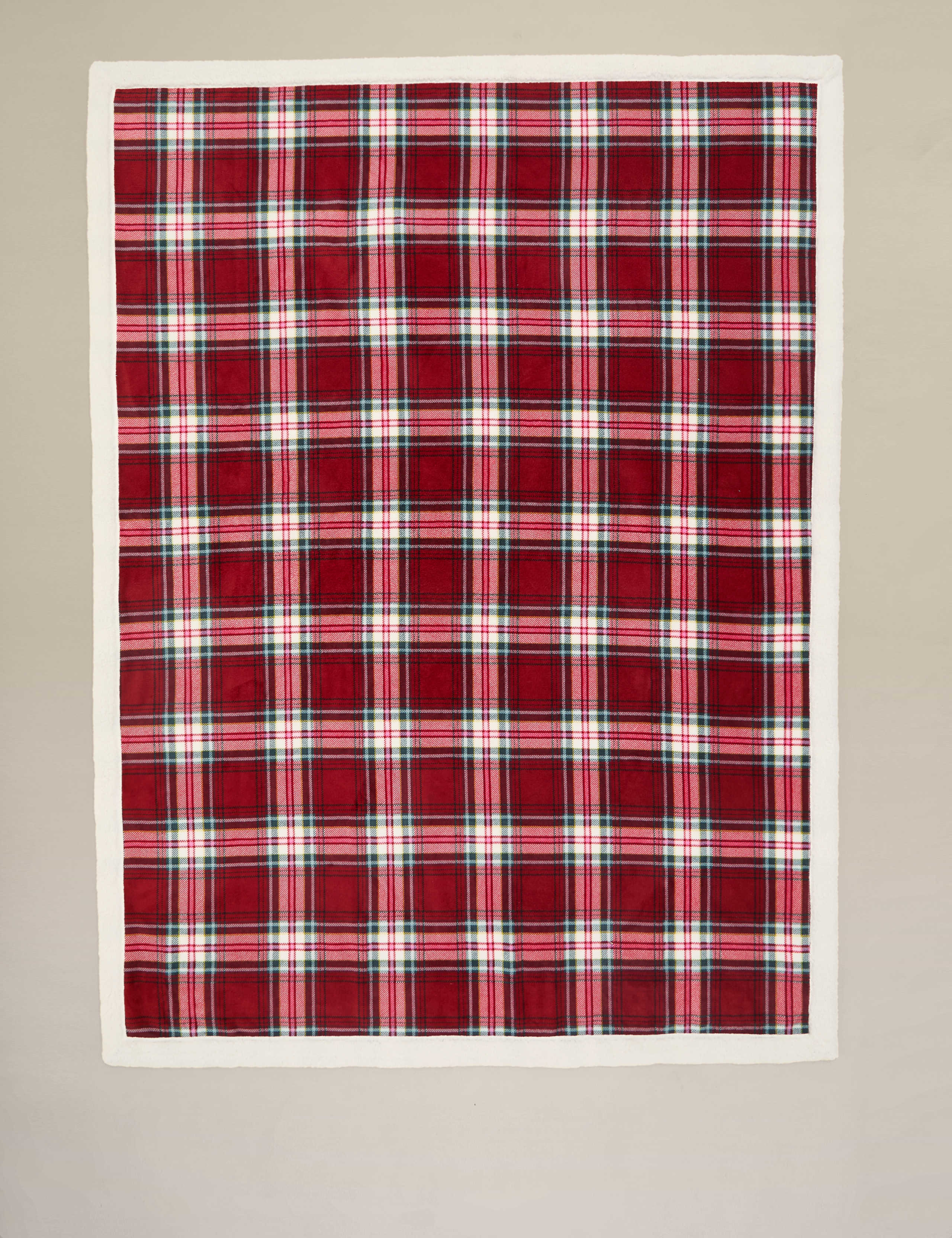 Borg Fleece Checked Throw 3 of 4