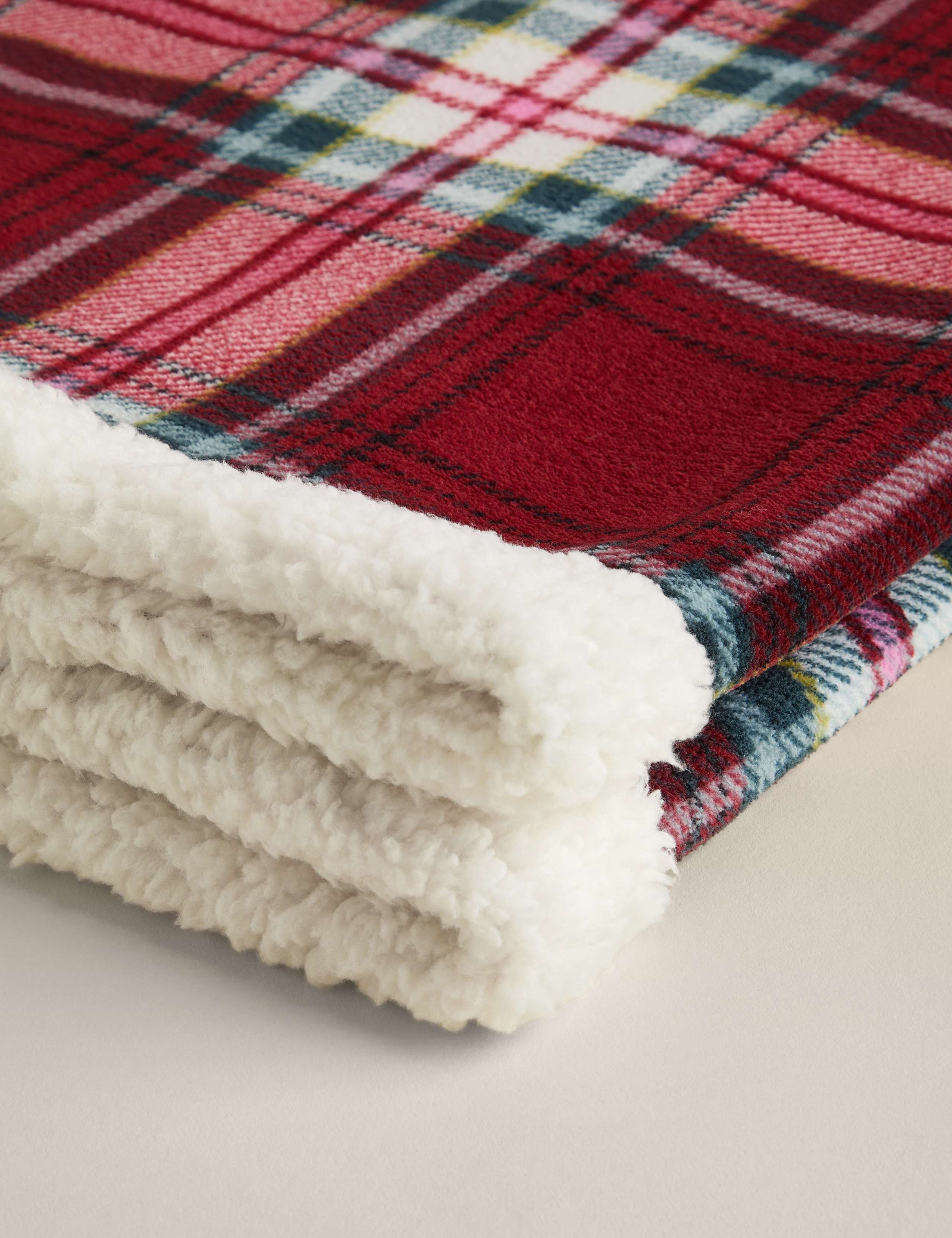Borg Fleece Checked Throw 4 of 4