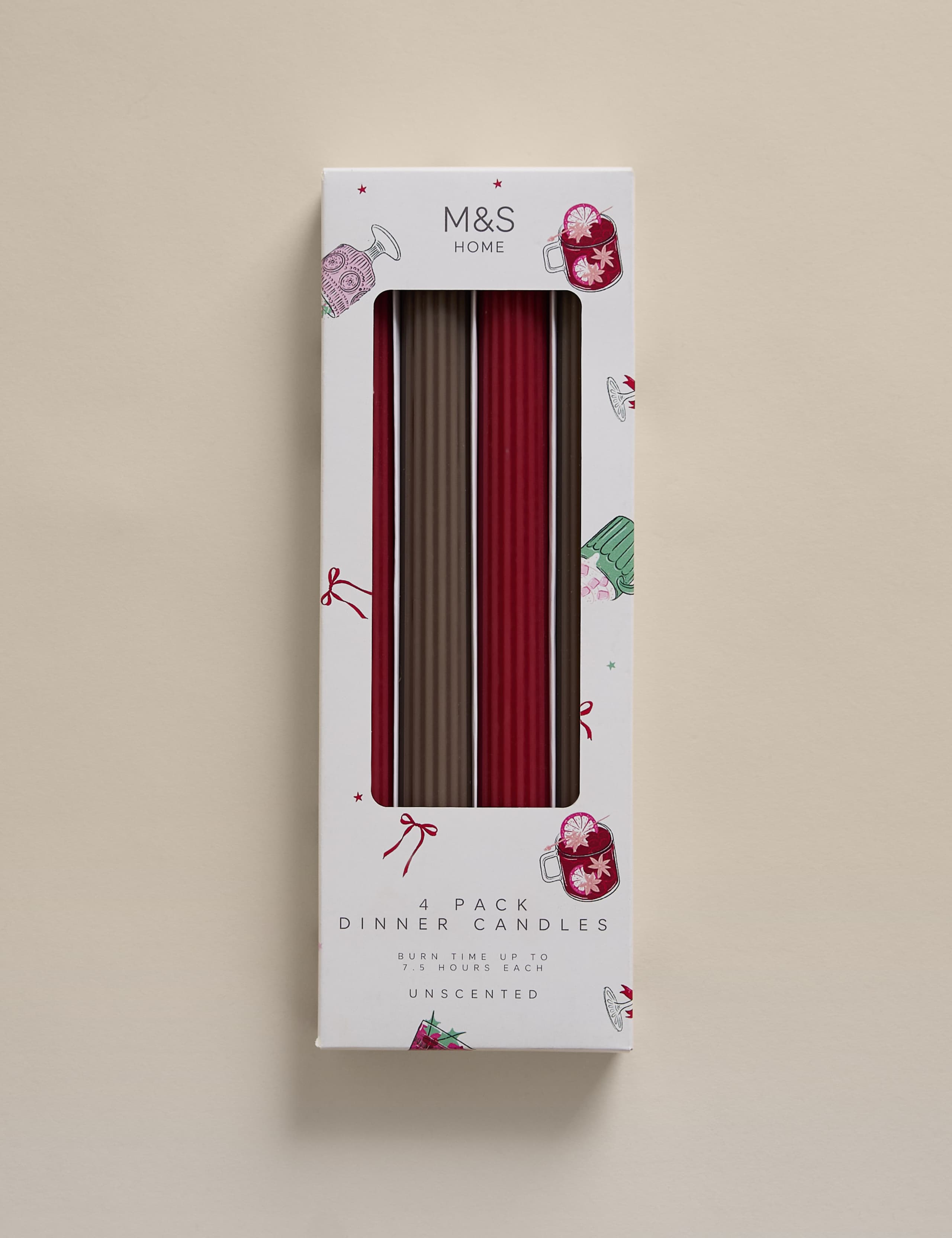 Set of 4 Festive Dinner Candles 3 of 3