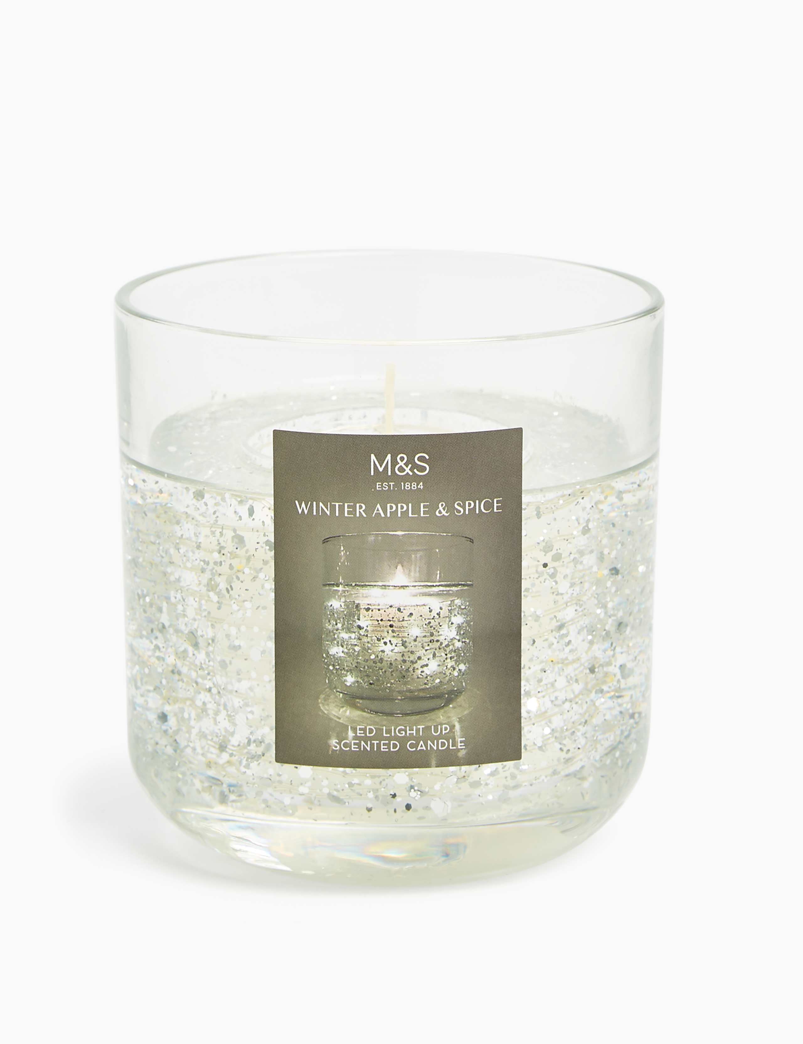 Winter Apple & Spice Silver Light Up Candle 1 of 4