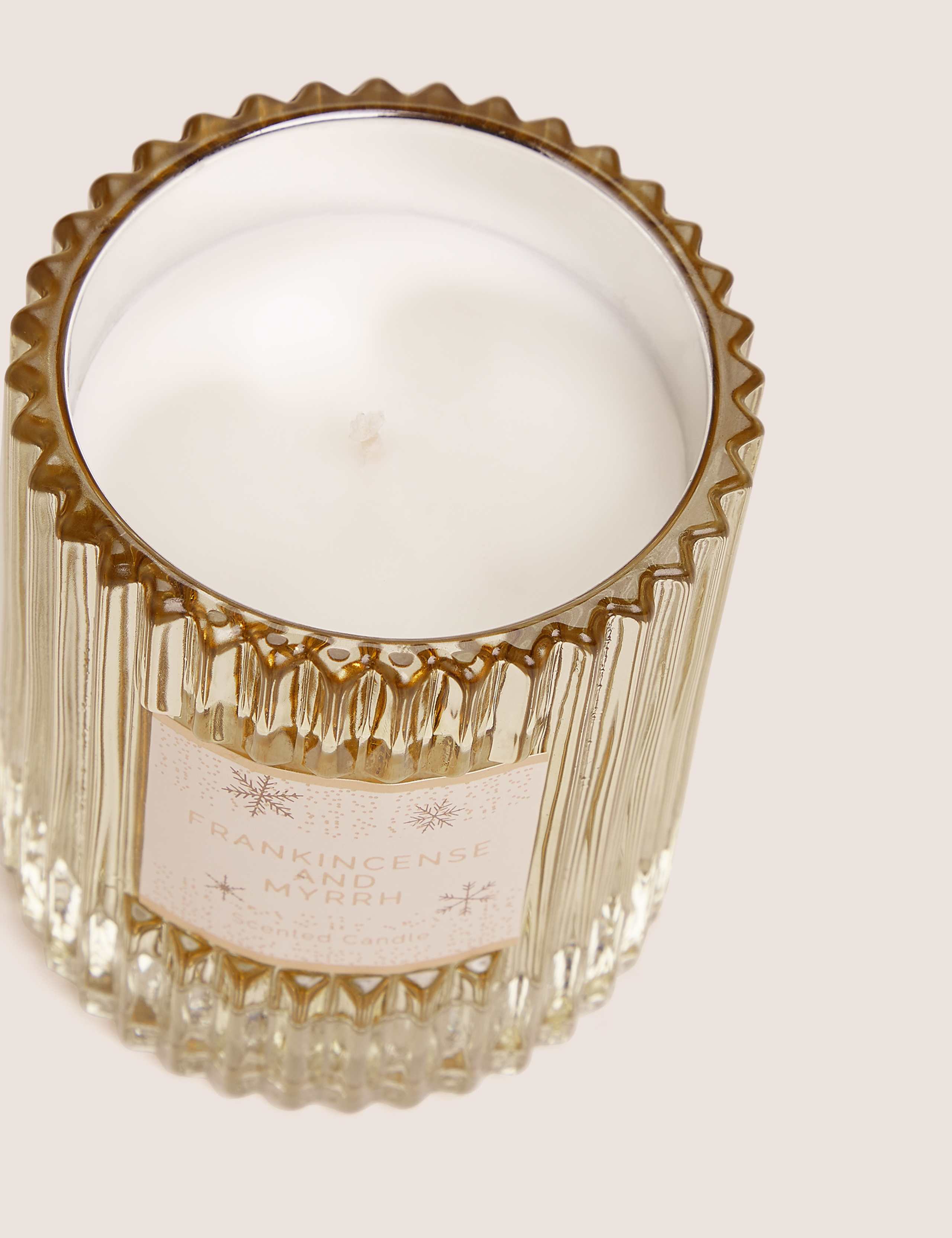 Frankincense & Myrrh Ridged Glass Candle 2 of 3