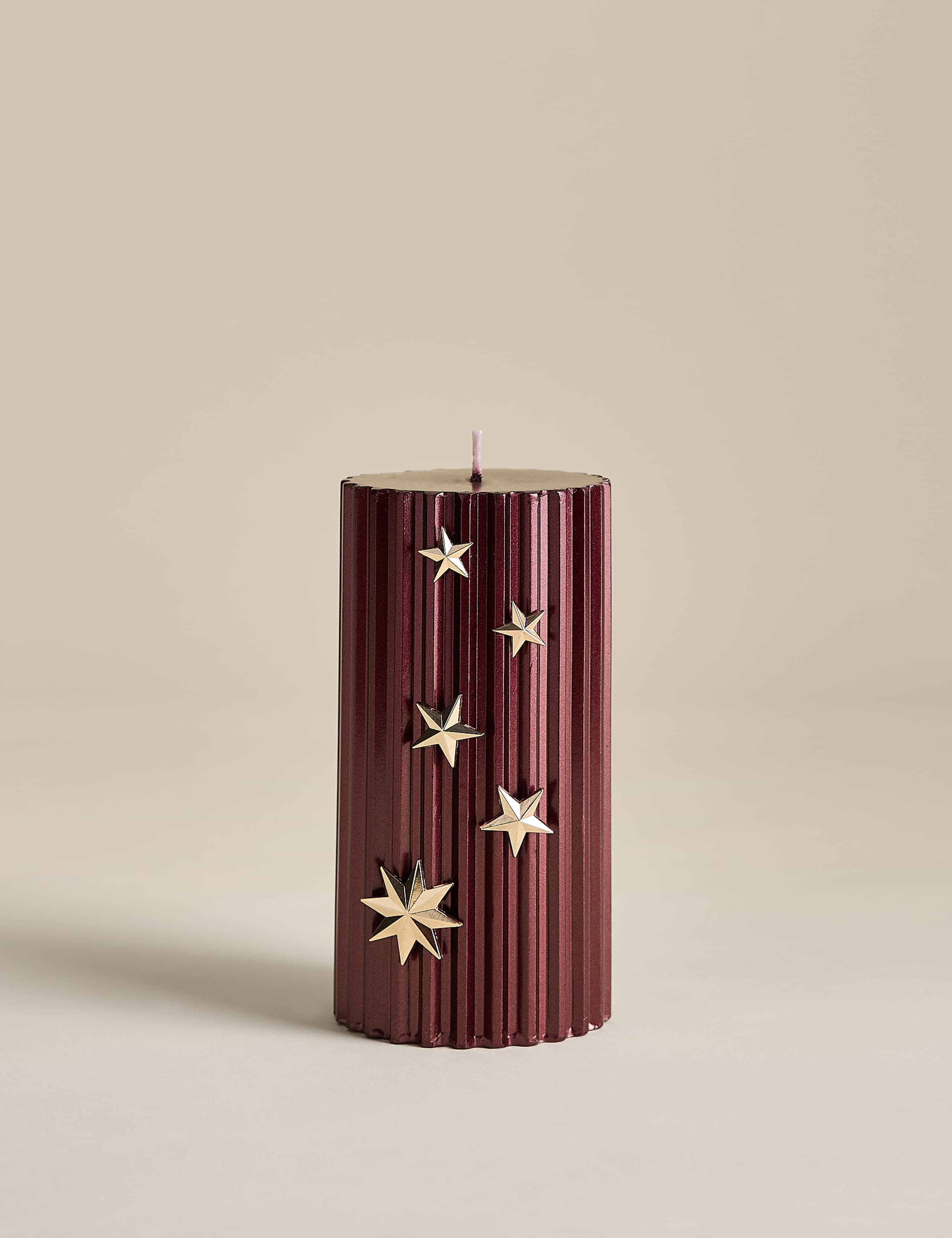 Mandarin, Clove & Cinnamon Pillar Candle with Star Pins 3 of 4
