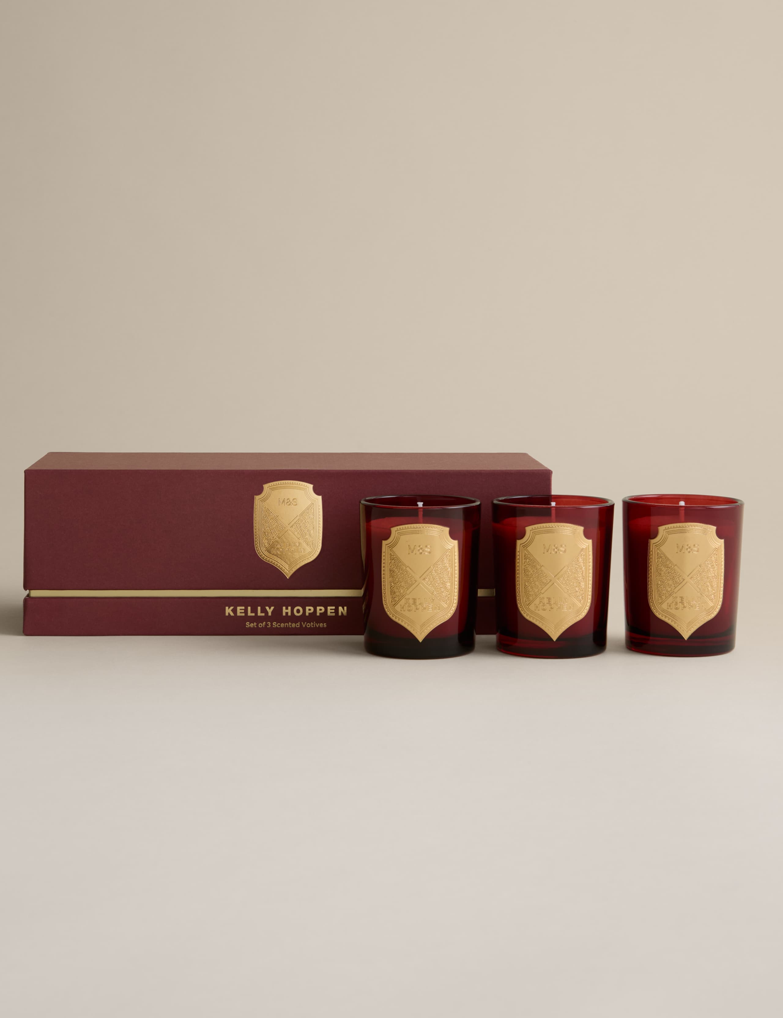 Set of 3 Christmas Joy Votive Candles 2 of 5