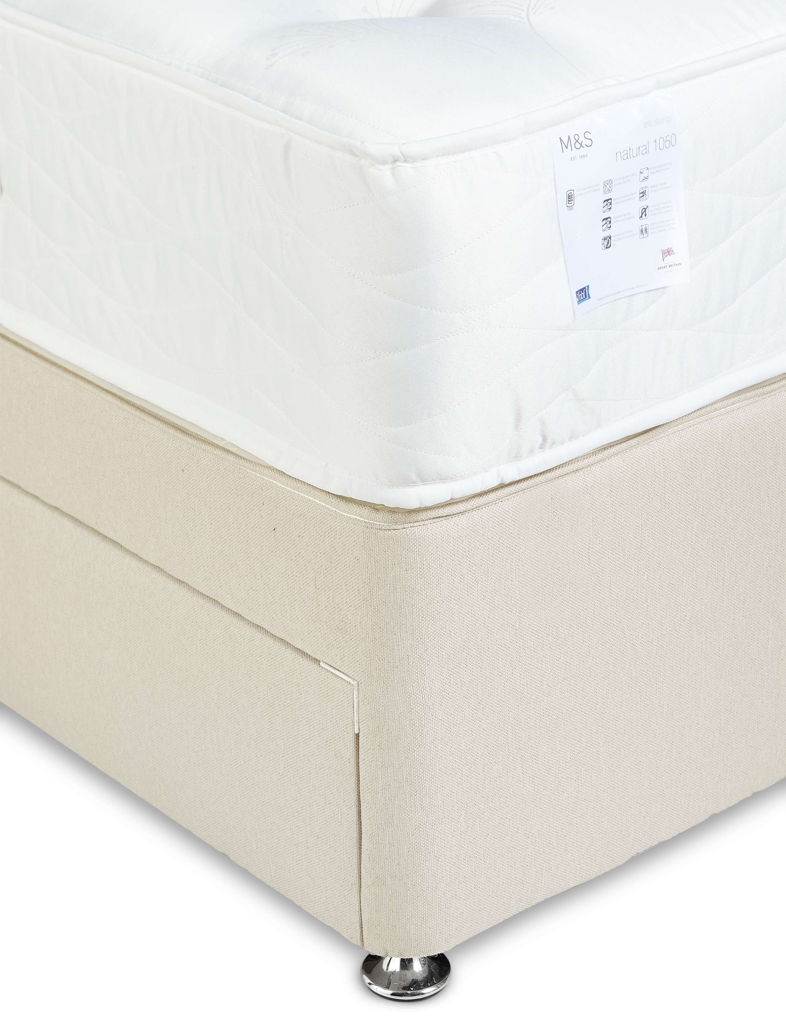Natural 1050 Headboard, Mattress & Divan Set 2 of 6