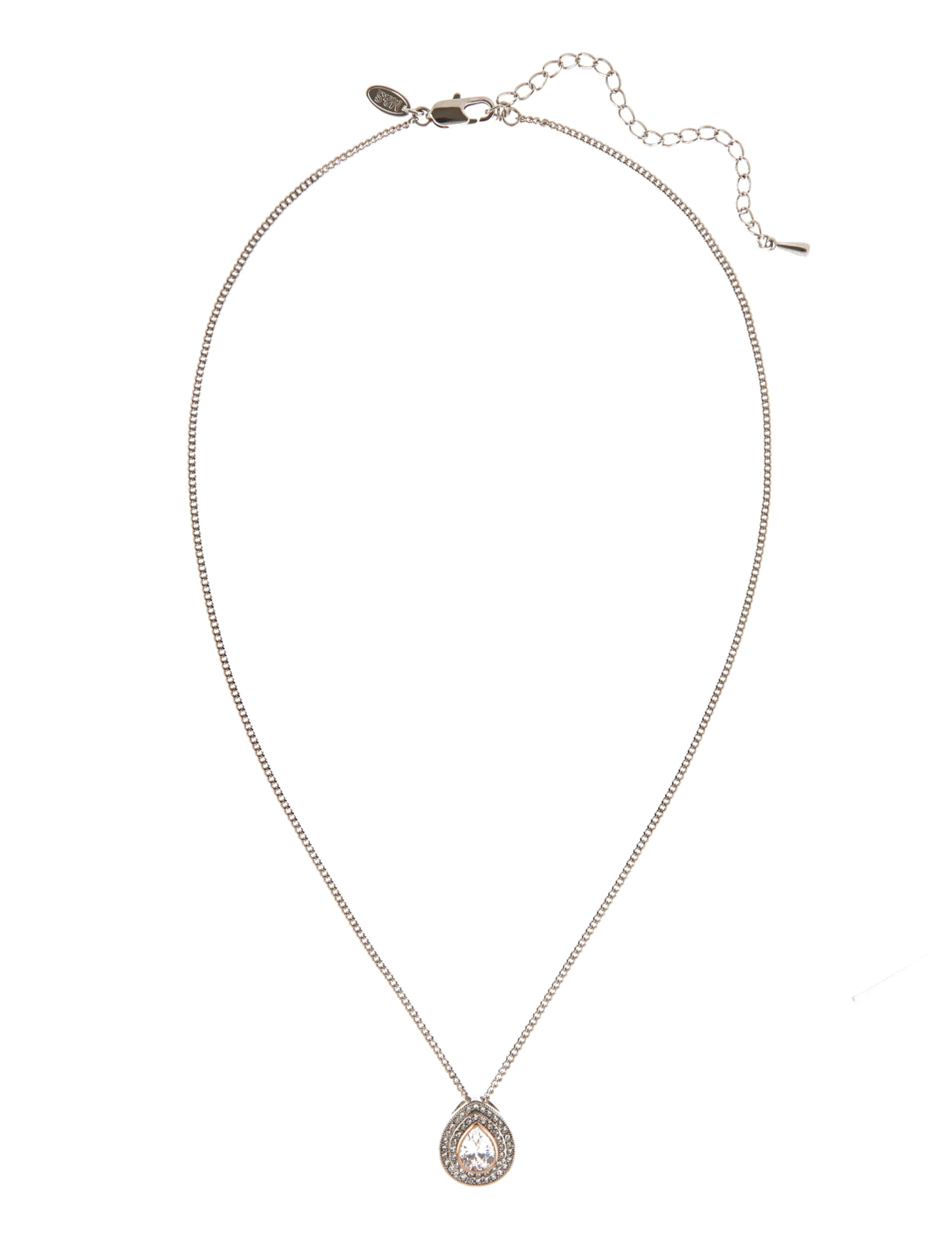 Platinum Plated Bezel Pendant Necklace 1 of 2