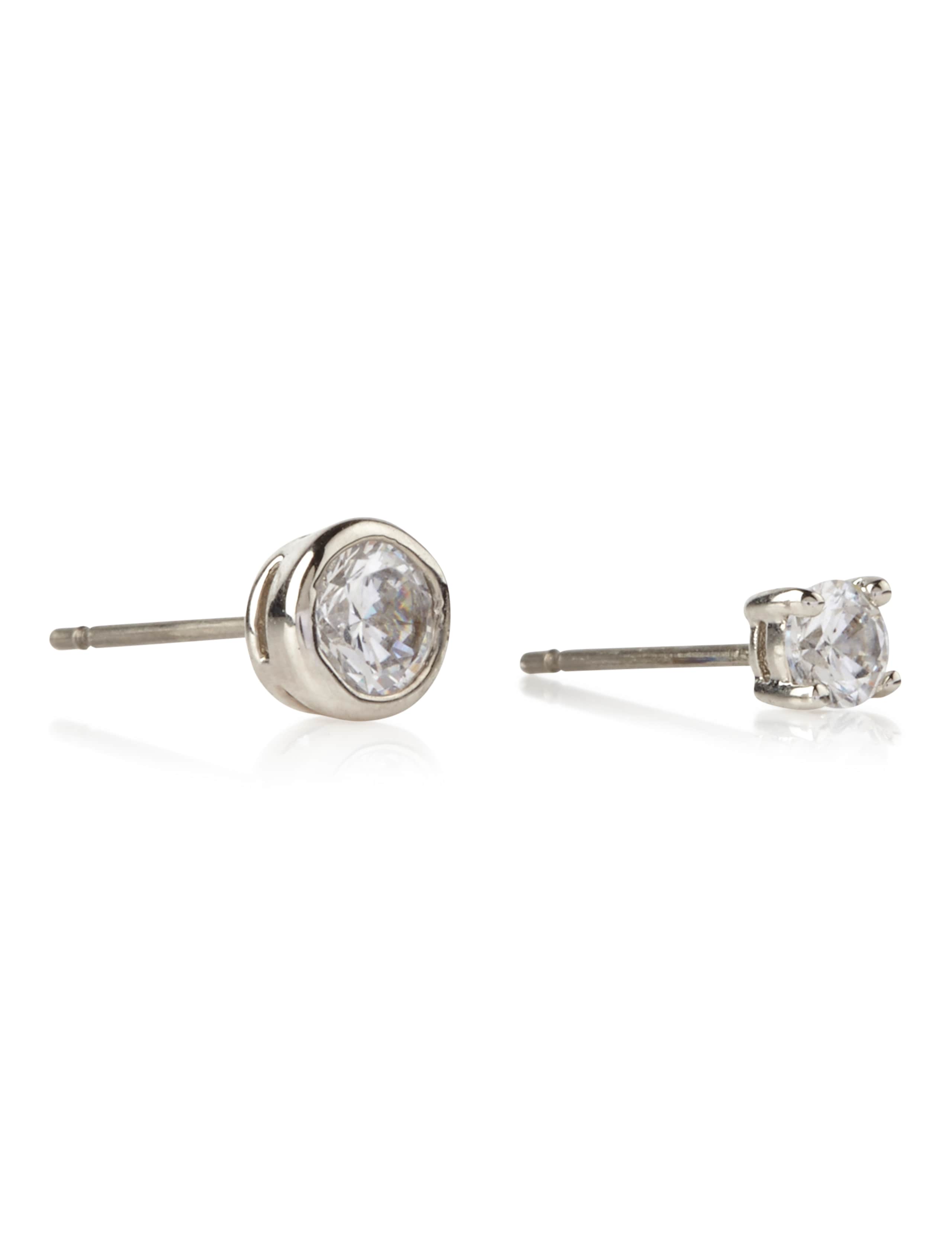Platinum Plated Diamanté Stud Earrings Set 1 of 1