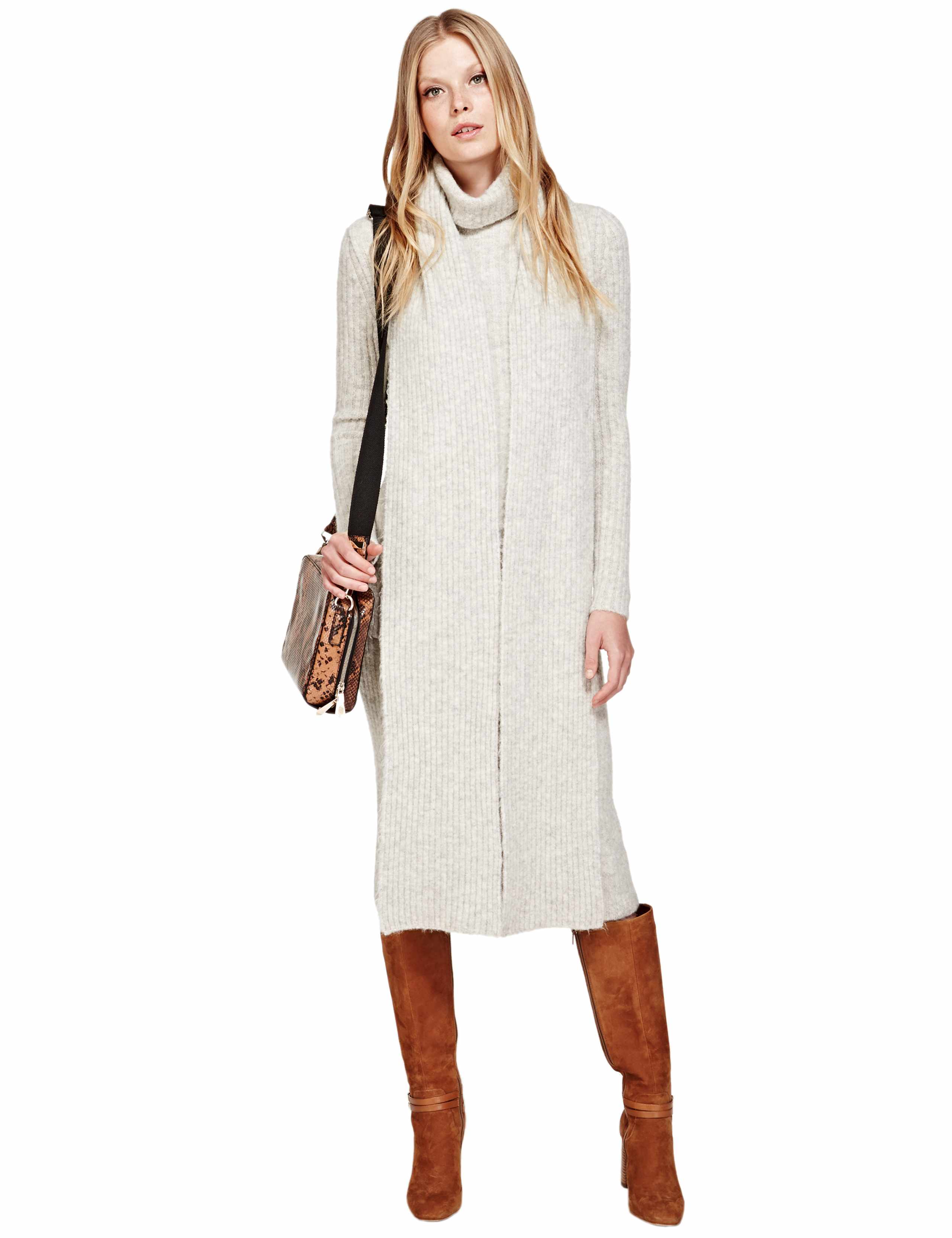 Polo Neck Tunic Jumper with Scarf 1 of 4