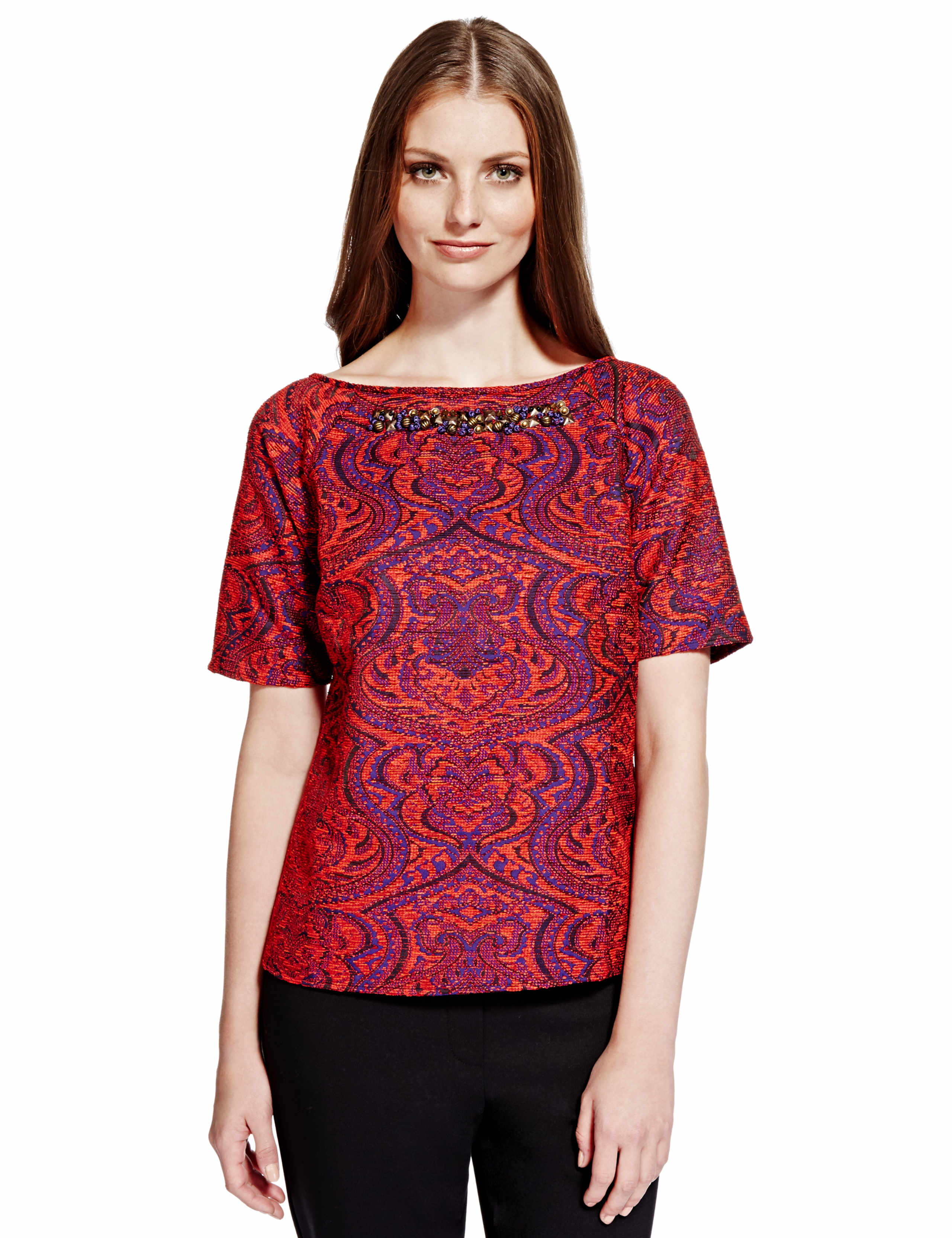 Textured Embellished Shell Top 1 of 6