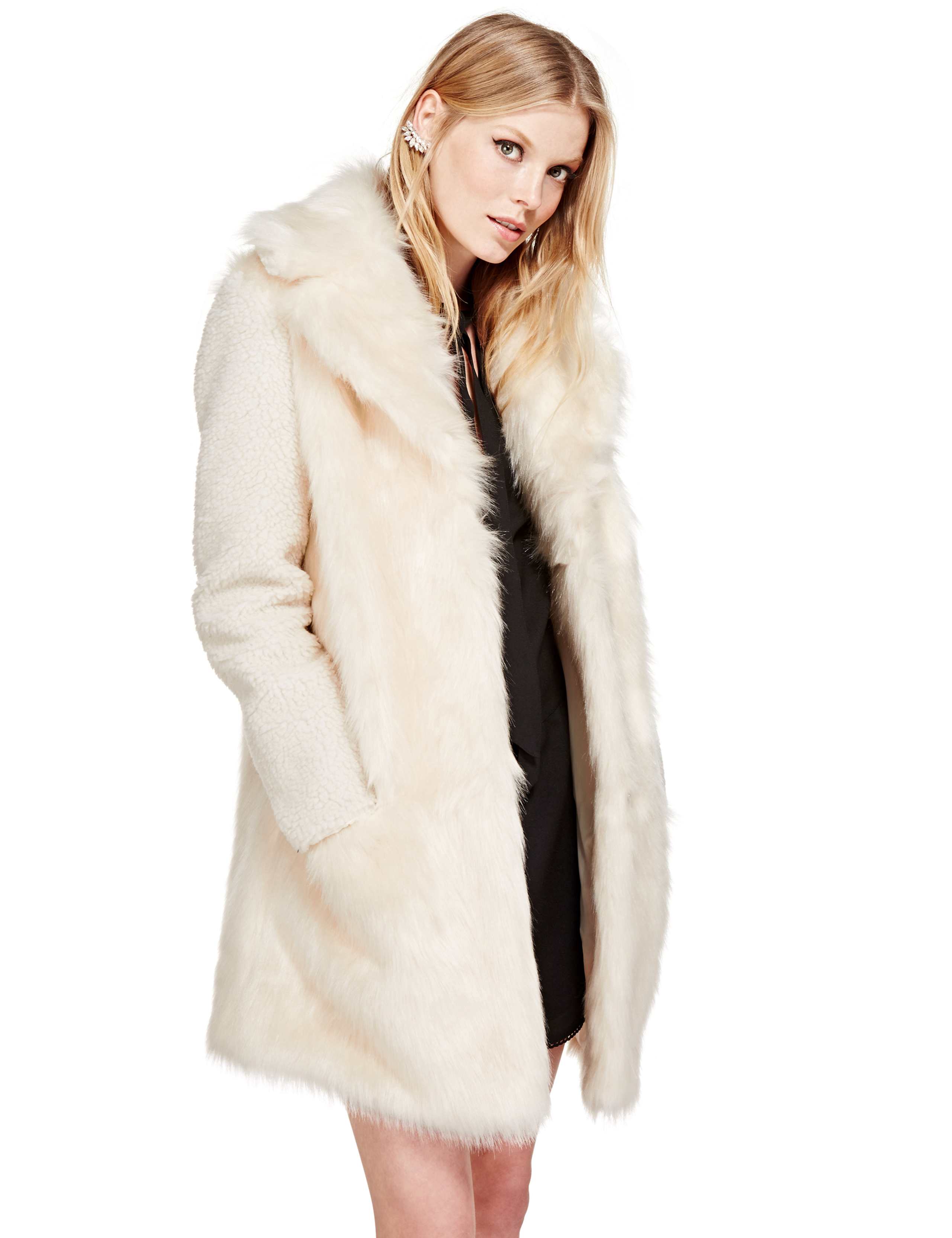 Faux Fur Long Sleeve Overcoat 1 of 4