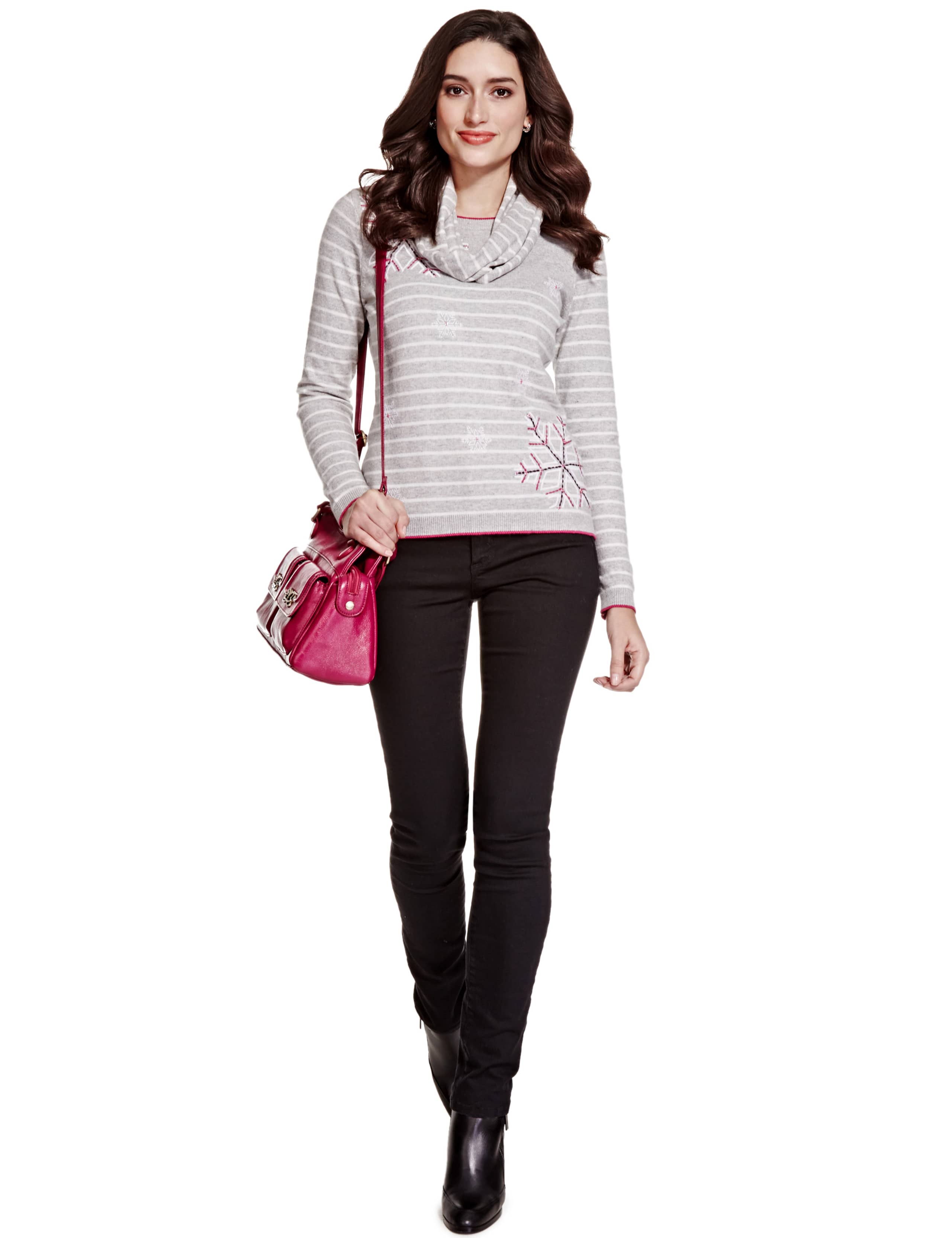 Detachable Snood Snowflake Knitted Top with Angora 5 of 7