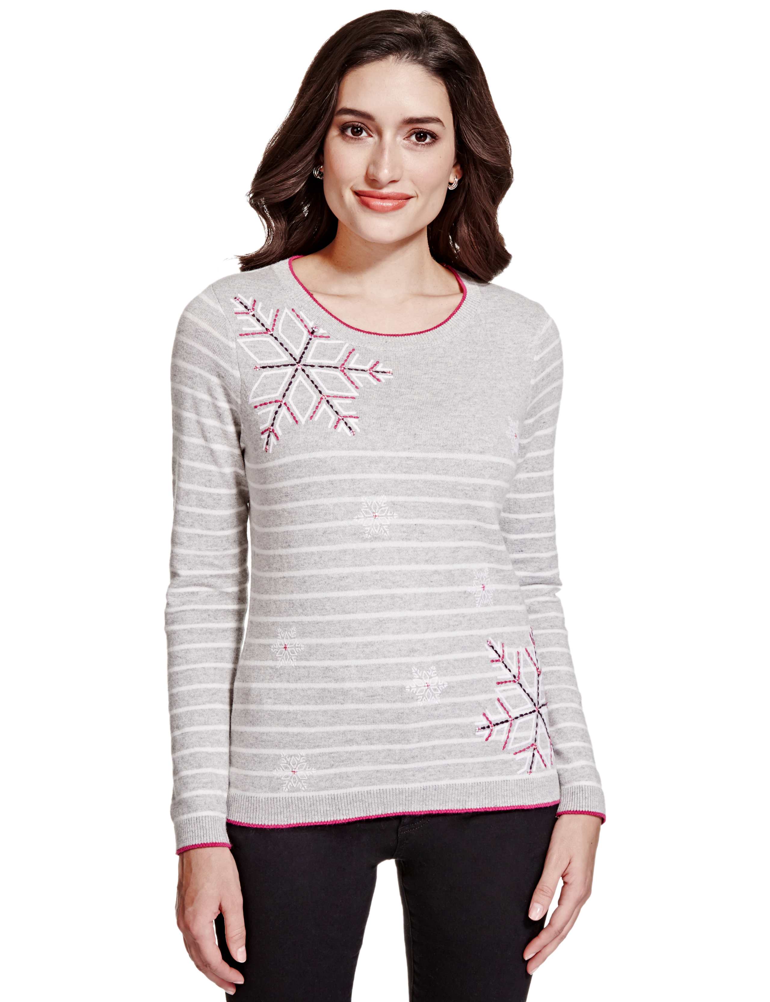 Detachable Snood Snowflake Knitted Top with Angora 7 of 7