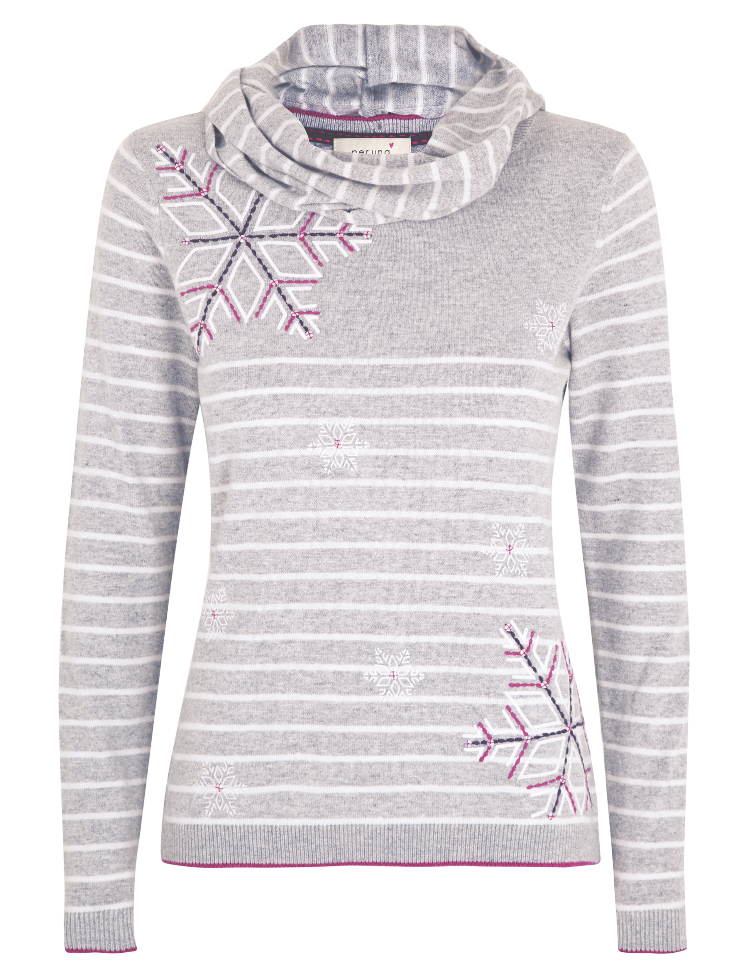 Detachable Snood Snowflake Knitted Top with Angora 2 of 7