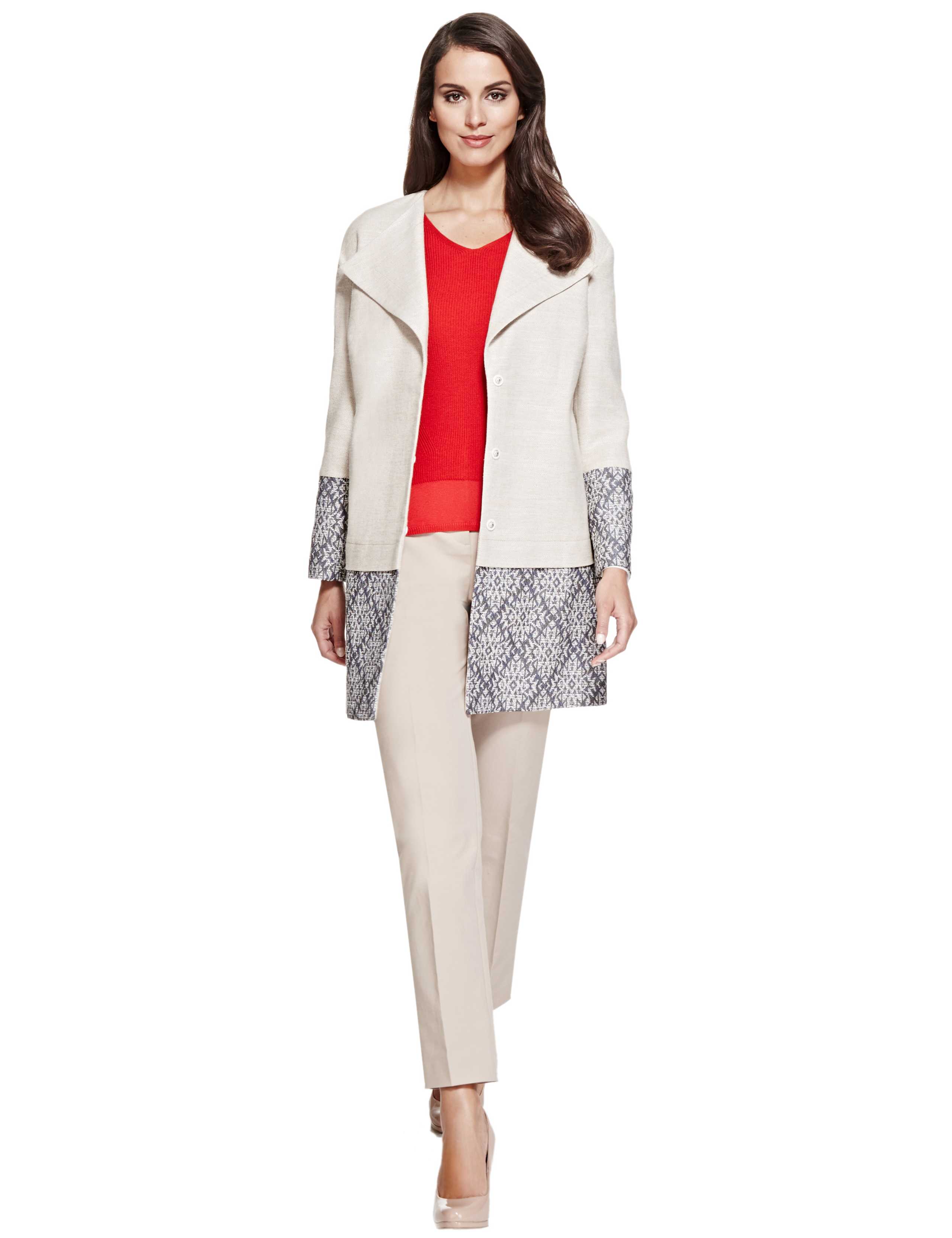 Jacquard Trim Coat with Wool 5 of 6