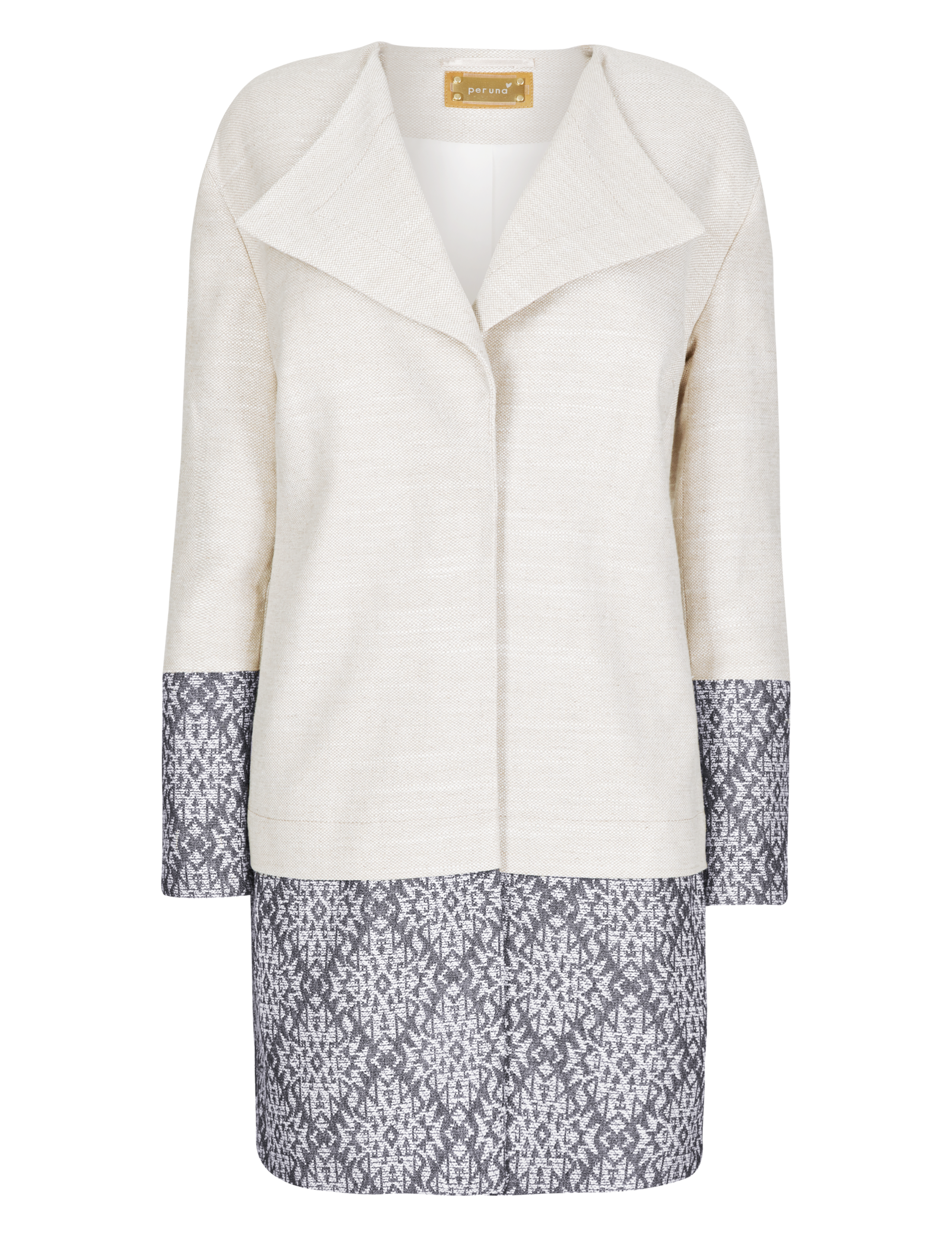 Jacquard Trim Coat with Wool 2 of 6