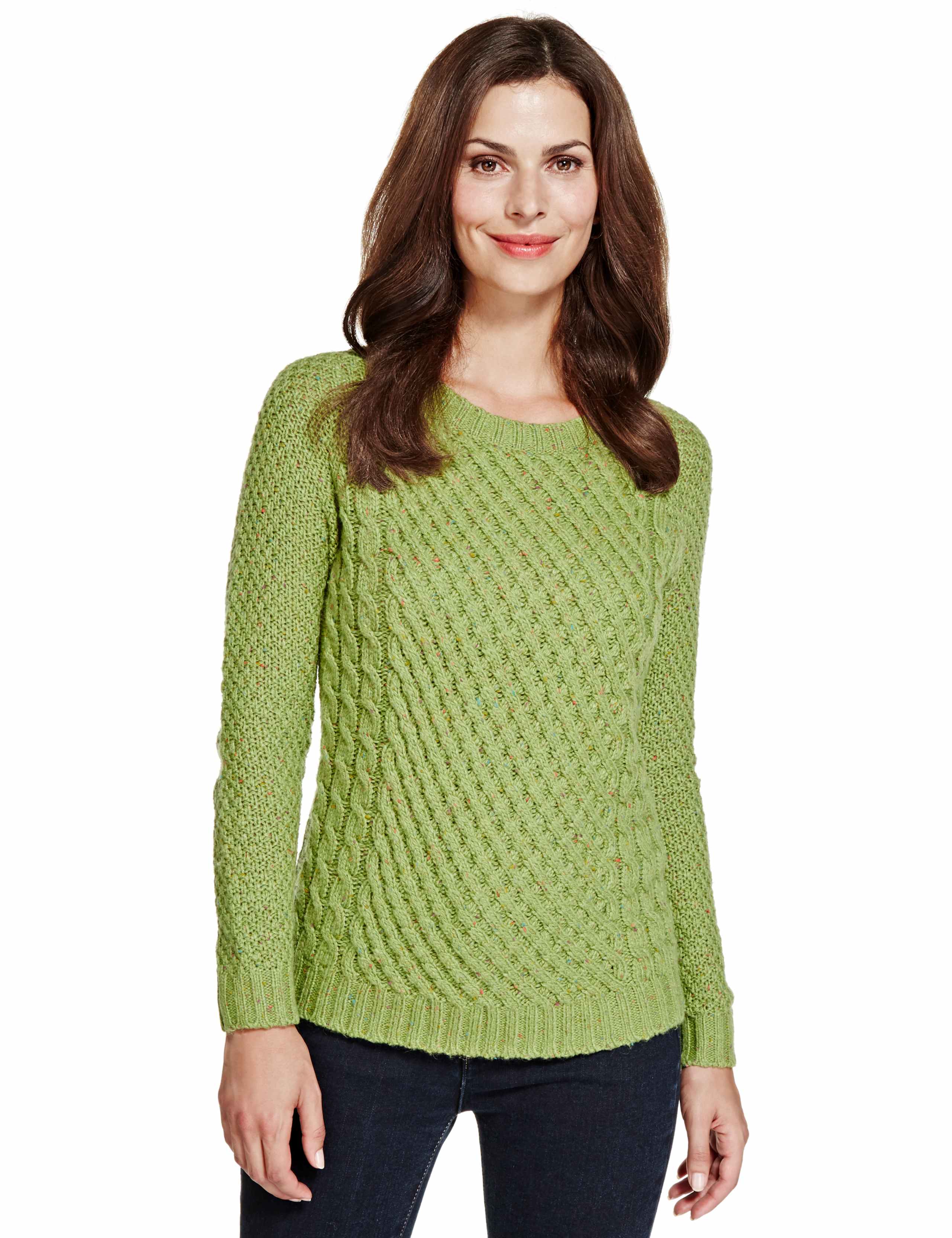 Textured Cable Knit Waffle Jumper with Wool 1 of 4
