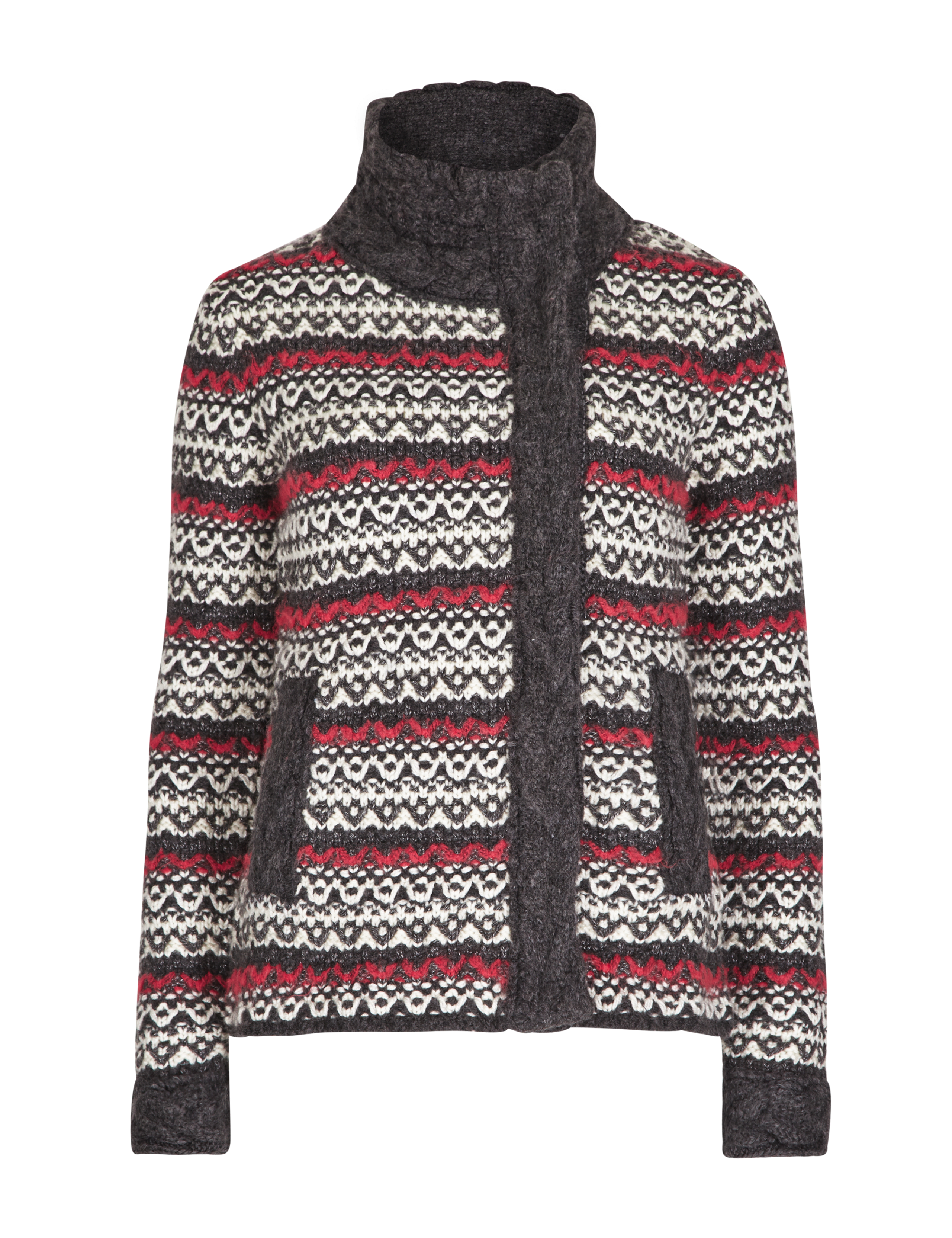 Zig Zag Stitch Funnel Neck Coatigan 2 of 4