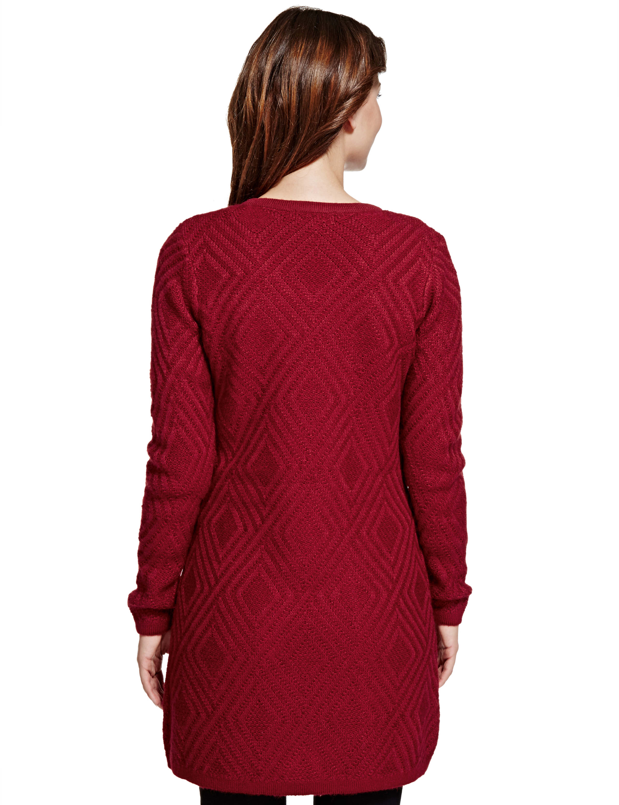 Diamond Stitched Design Coatigan with Wool 4 of 4