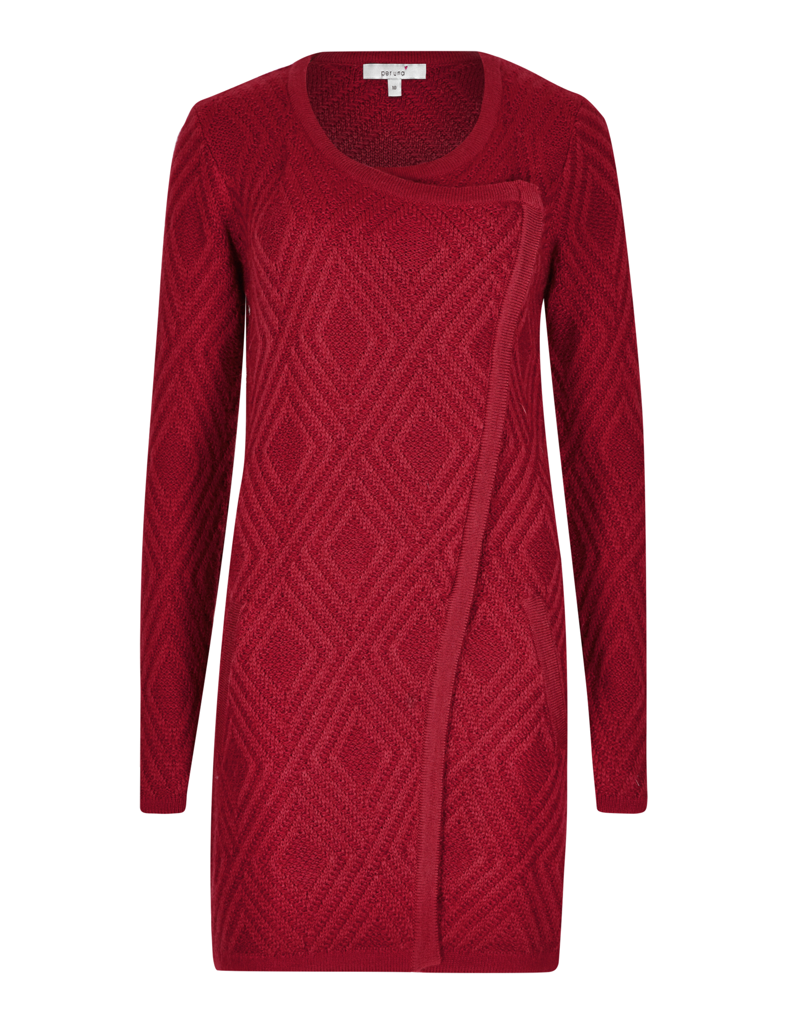 Diamond Stitched Design Coatigan with Wool 2 of 4