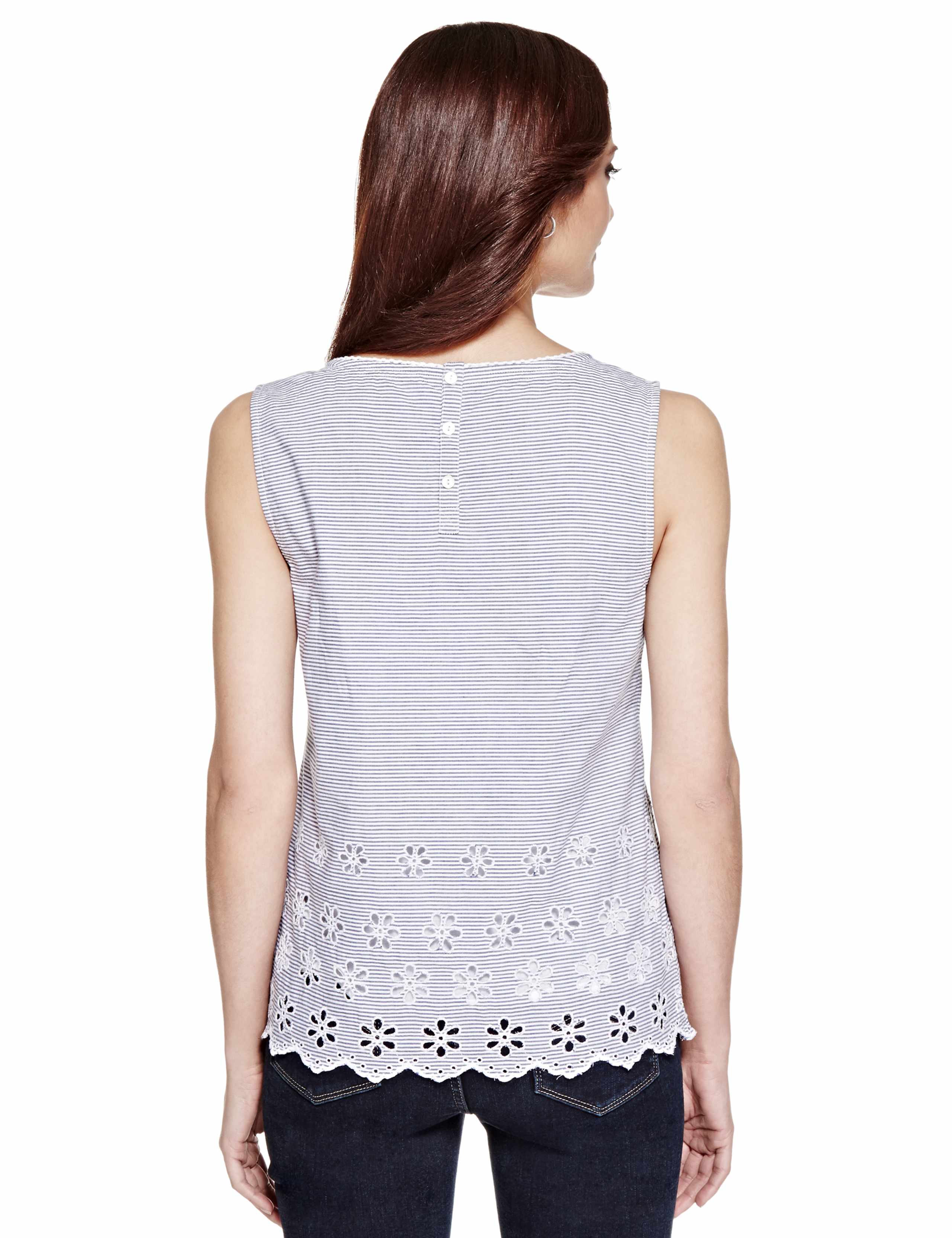 Pure Cotton Cutwork Striped Blouse 4 of 4