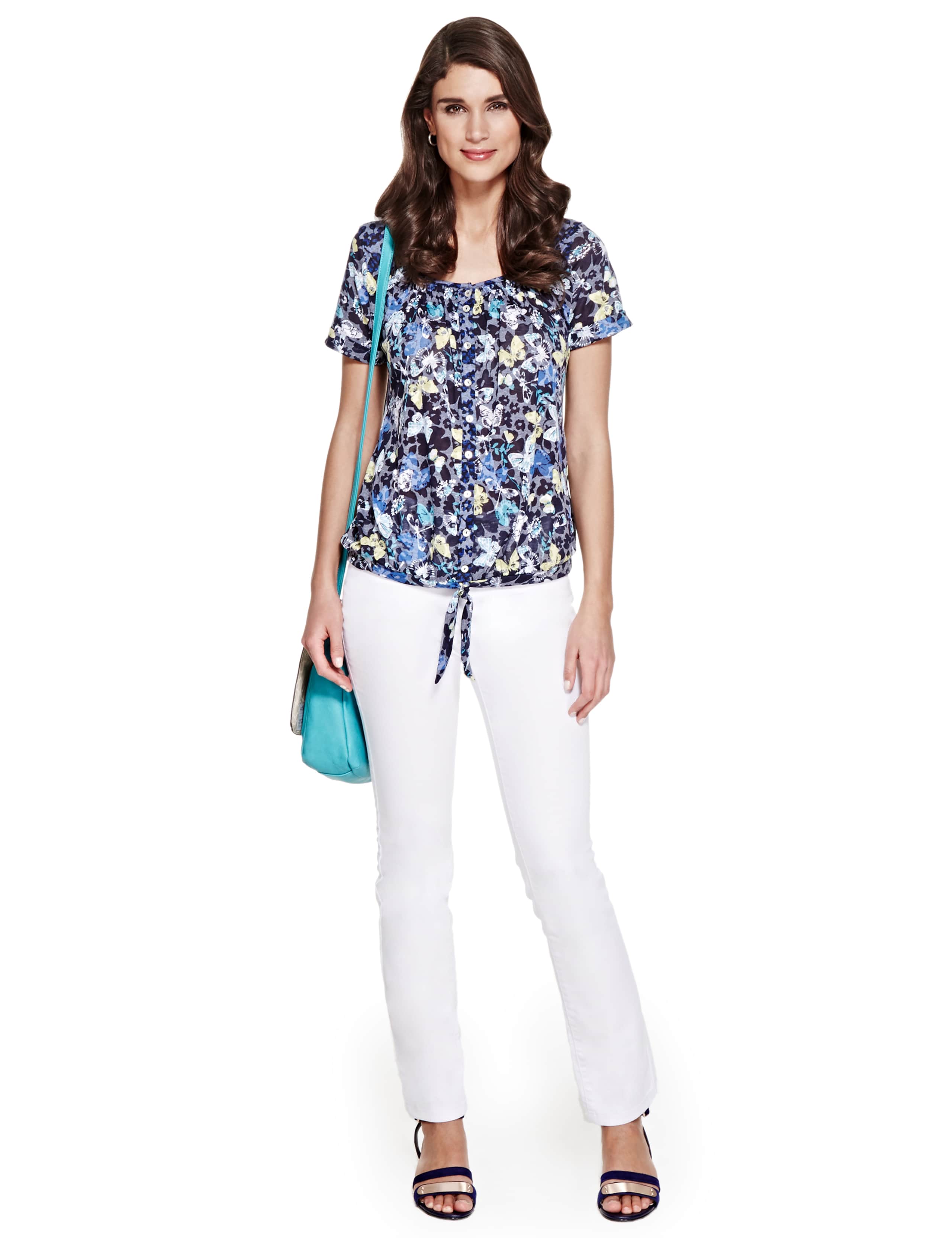 Butterfly Print Front Tie Blouse 4 of 5