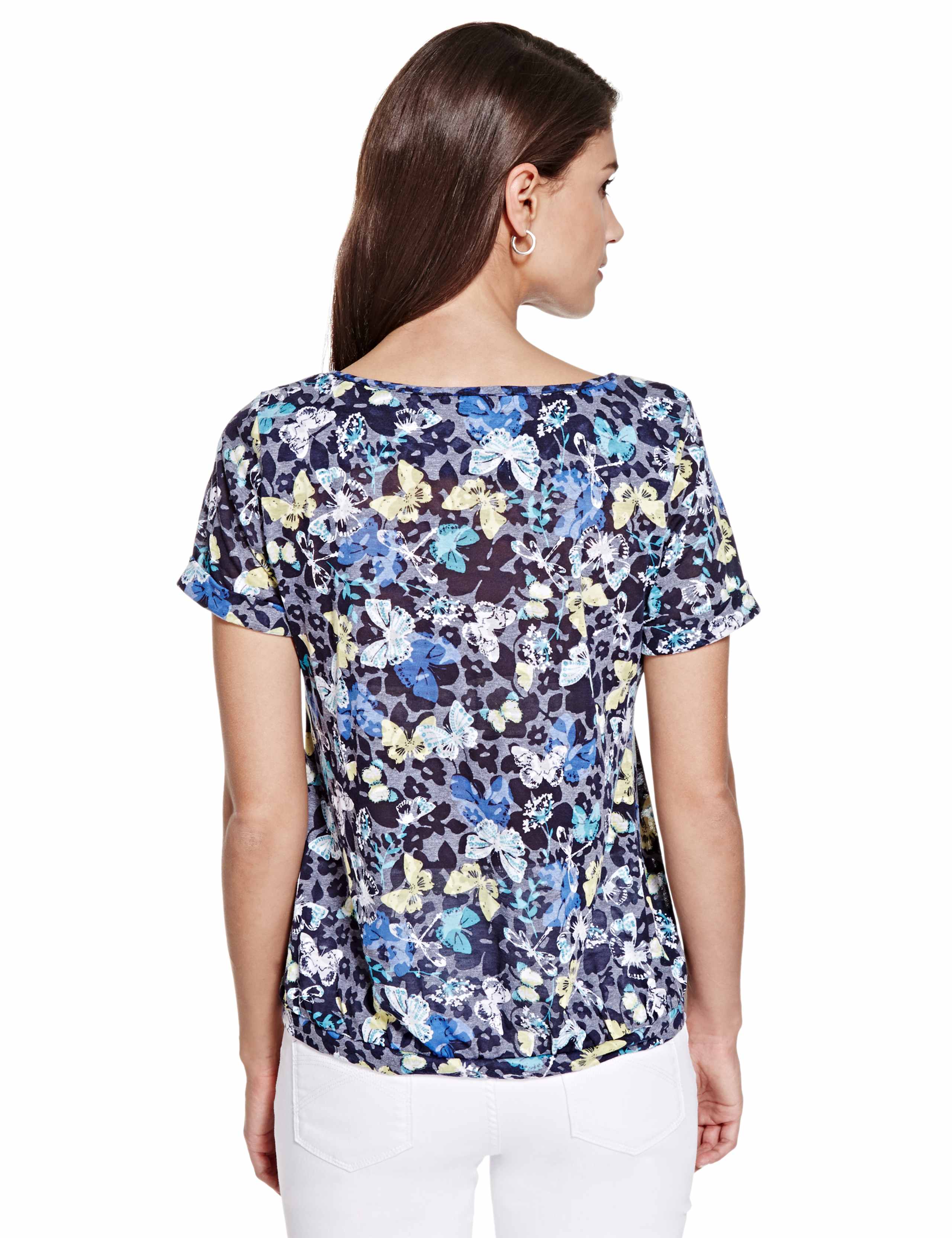 Butterfly Print Front Tie Blouse 5 of 5