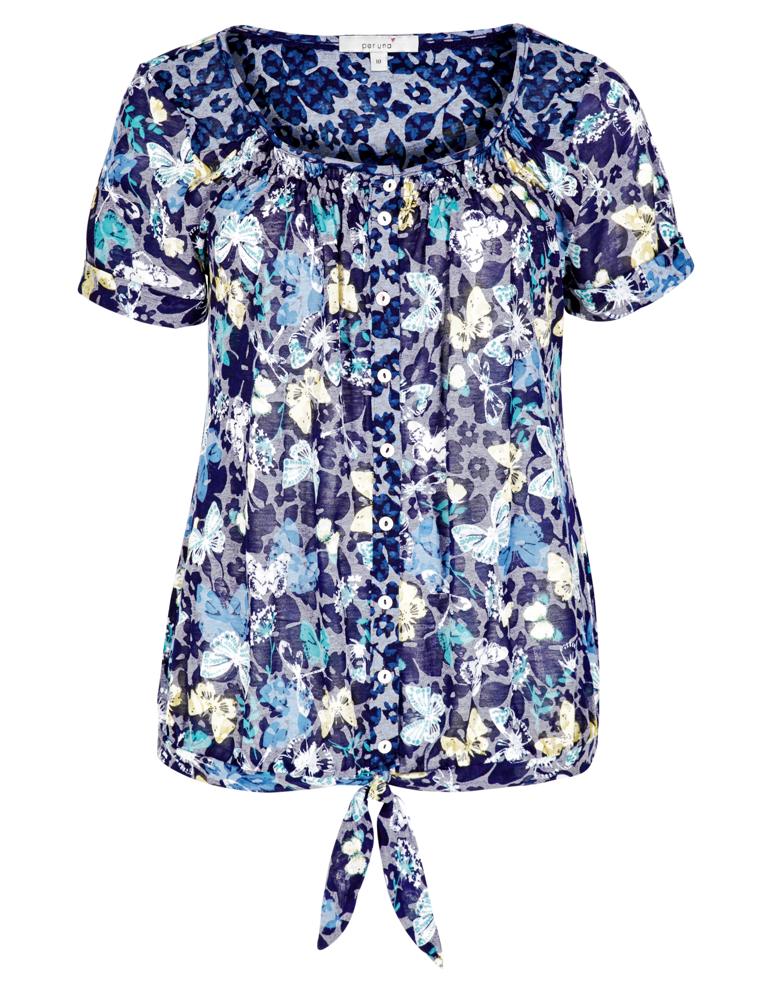 Butterfly Print Front Tie Blouse 2 of 5