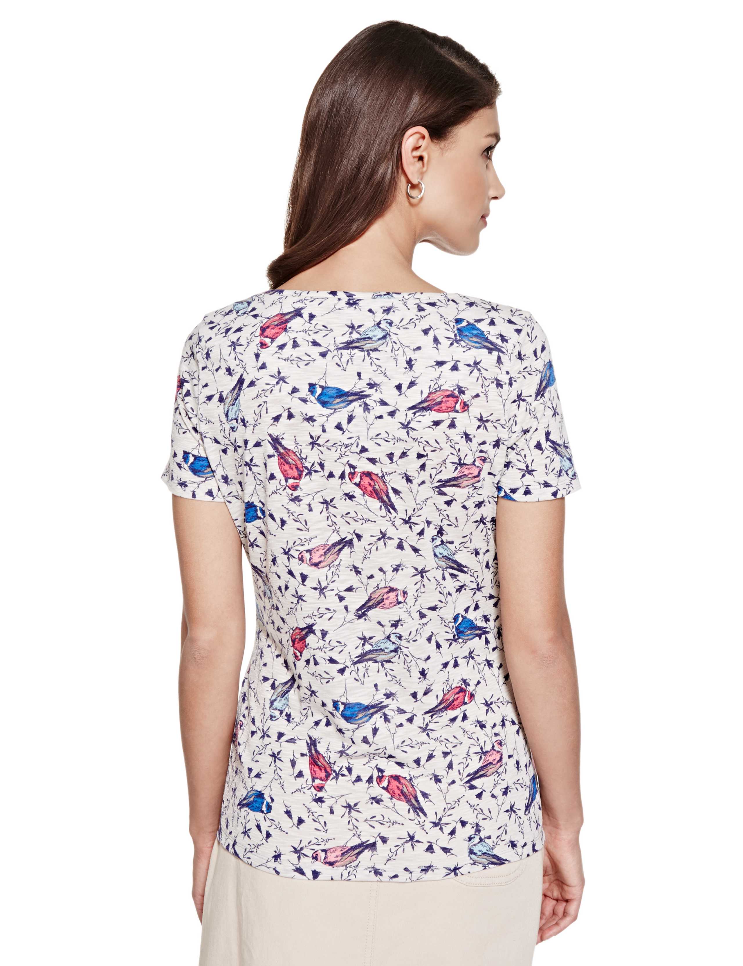 Bird Print Tie Up T-Shirt 5 of 5