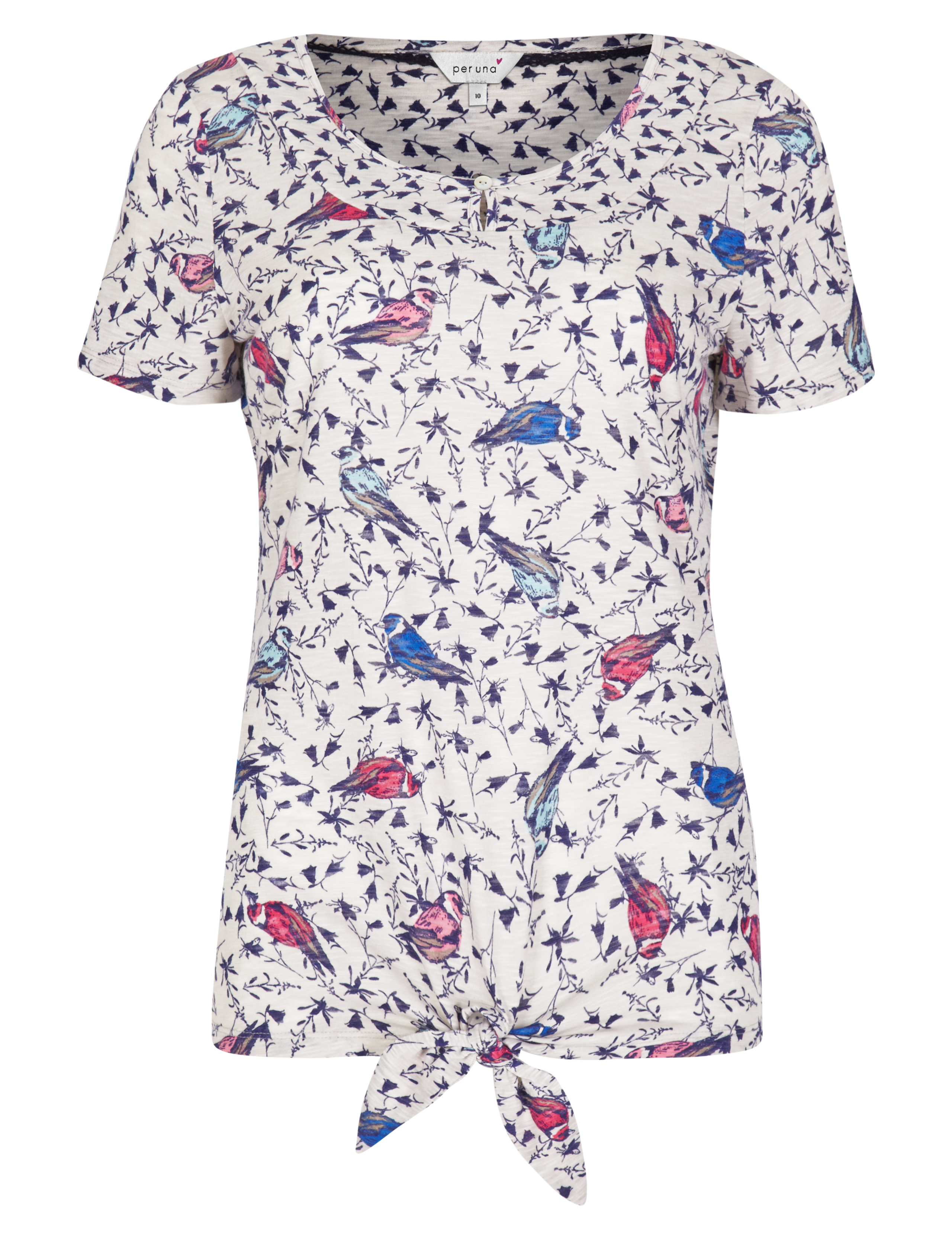 Bird Print Tie Up T-Shirt 2 of 5