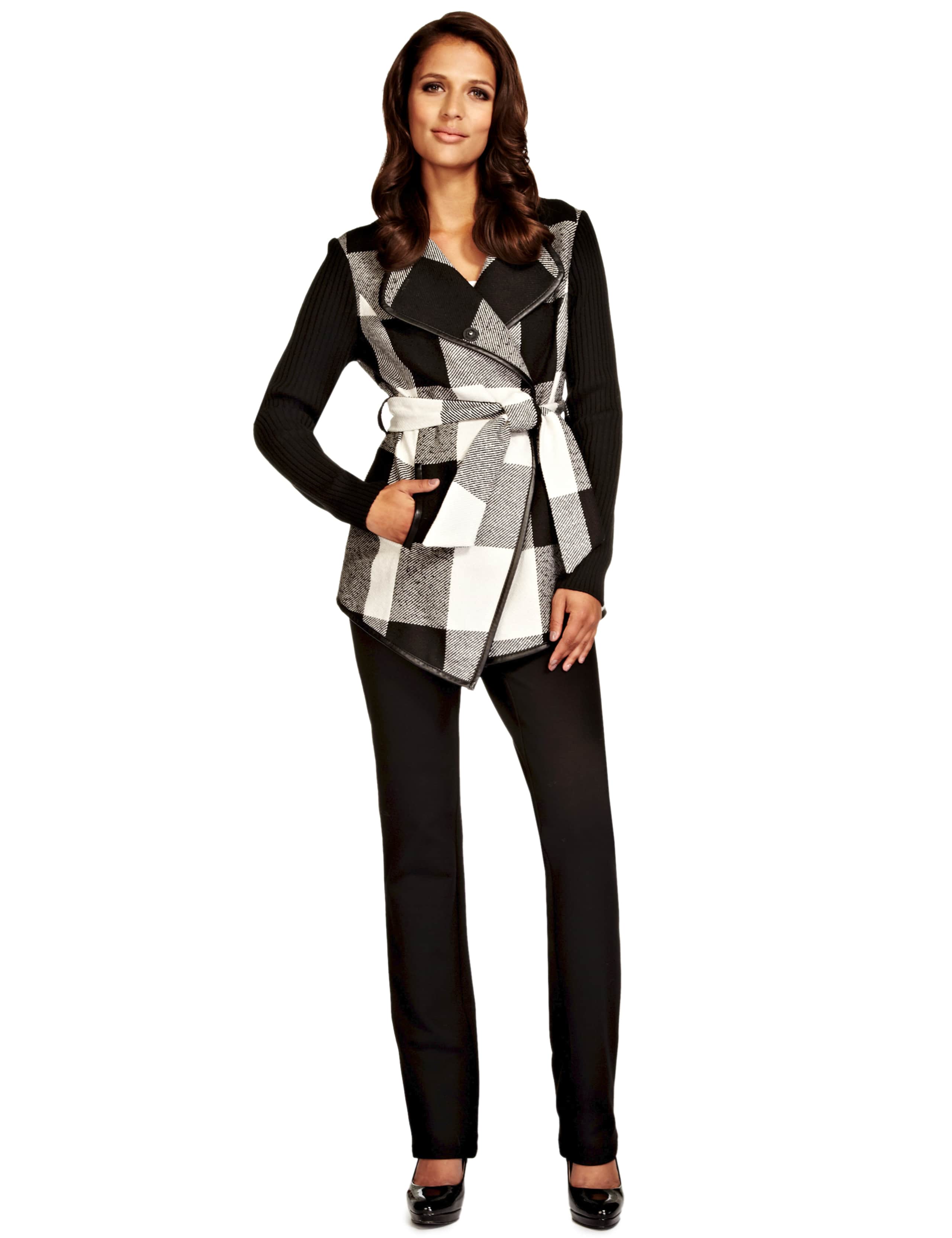 Checked & Belted Jacket with Wool 5 of 8