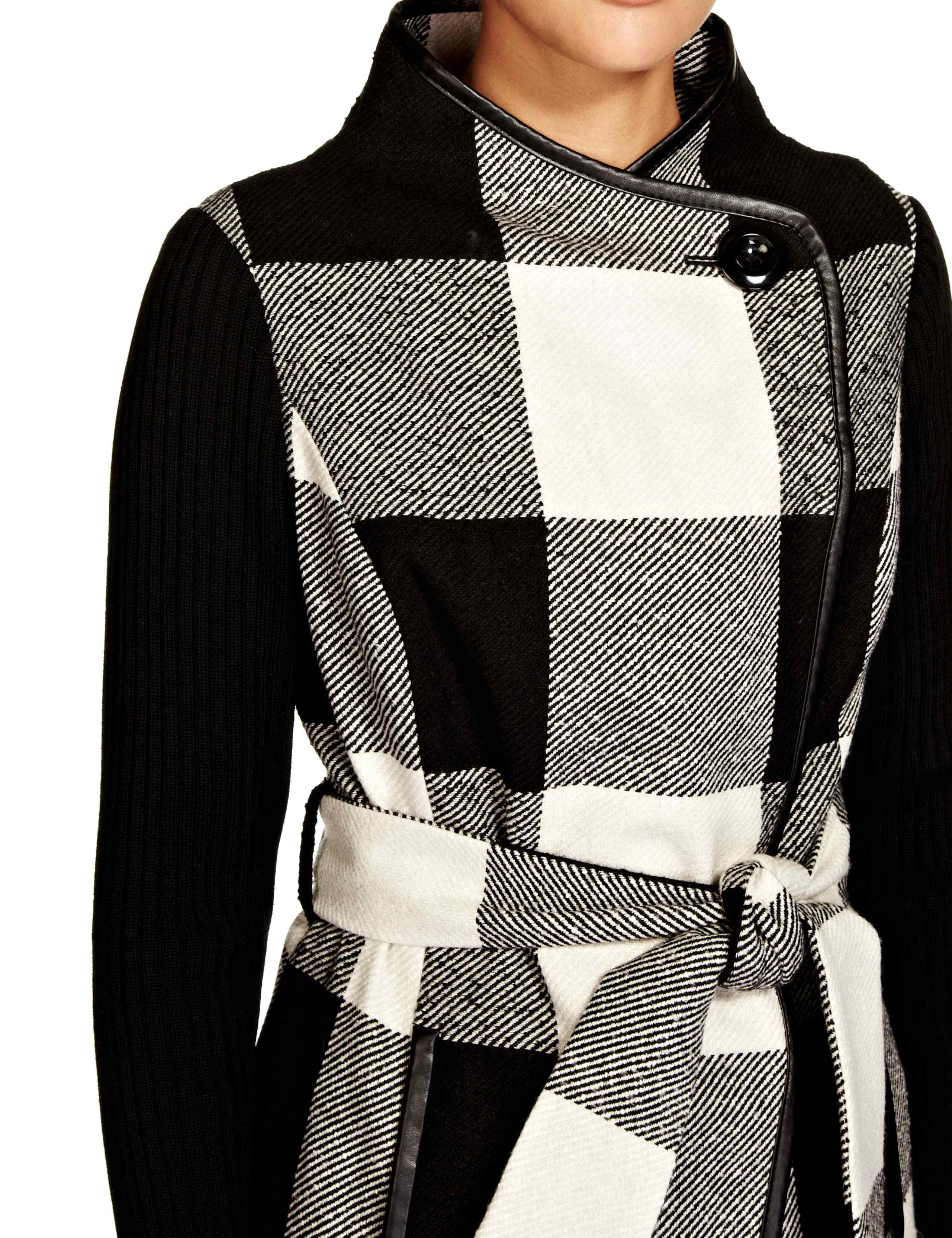 Checked & Belted Jacket with Wool 7 of 8