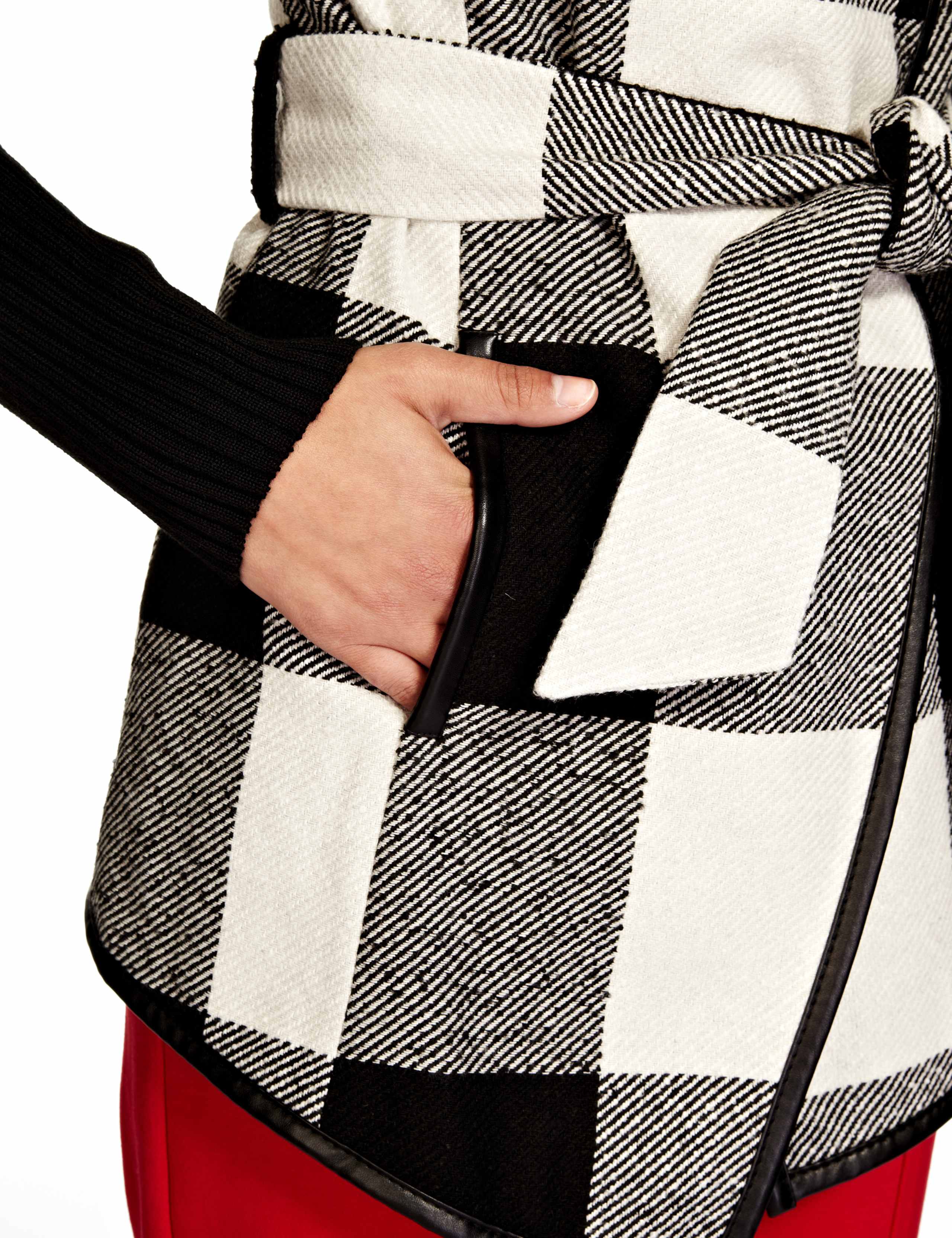 Checked & Belted Jacket with Wool 8 of 8
