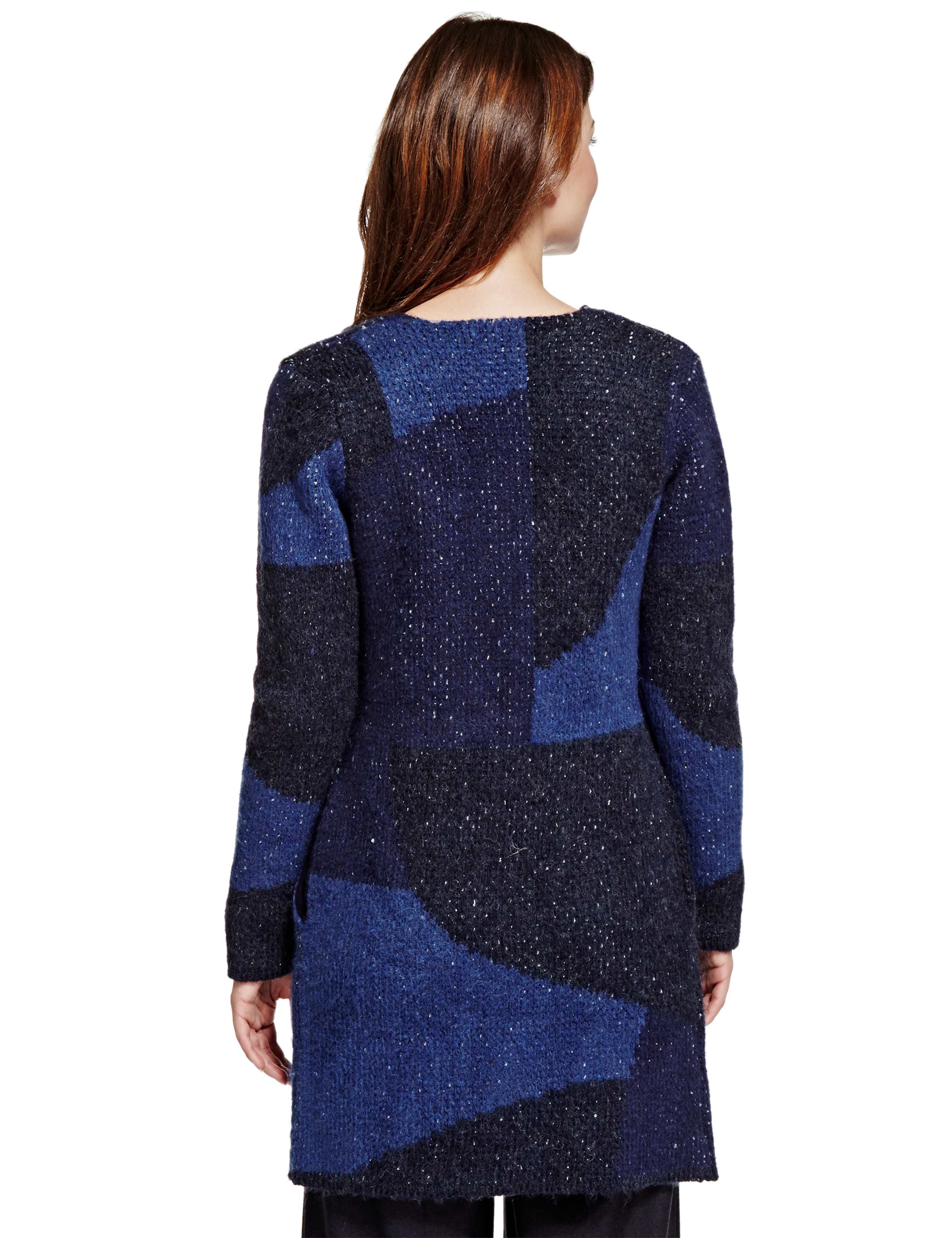 Open Front Colour Block Longline Cardigan 4 of 4