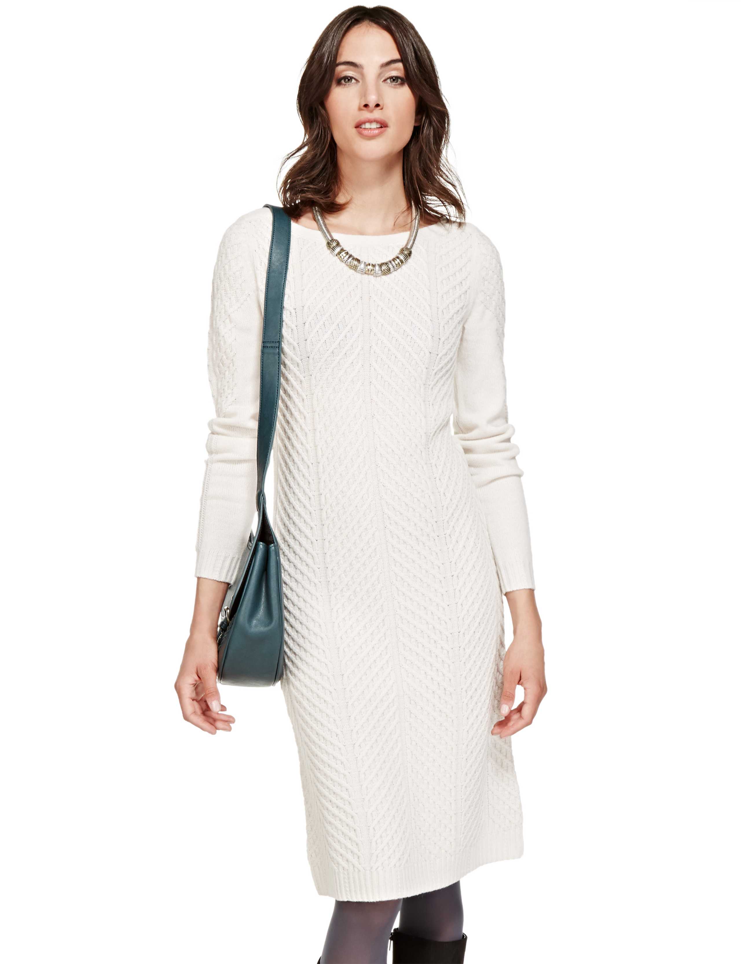 Cable Knit Tunic Dress with Wool 1 of 4